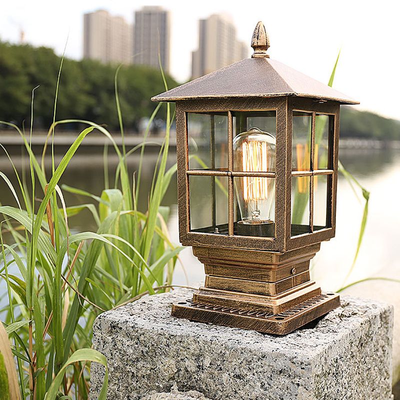 Etilo Modern Metal Glass Lantern LED Outdoor Light Post - Image 7