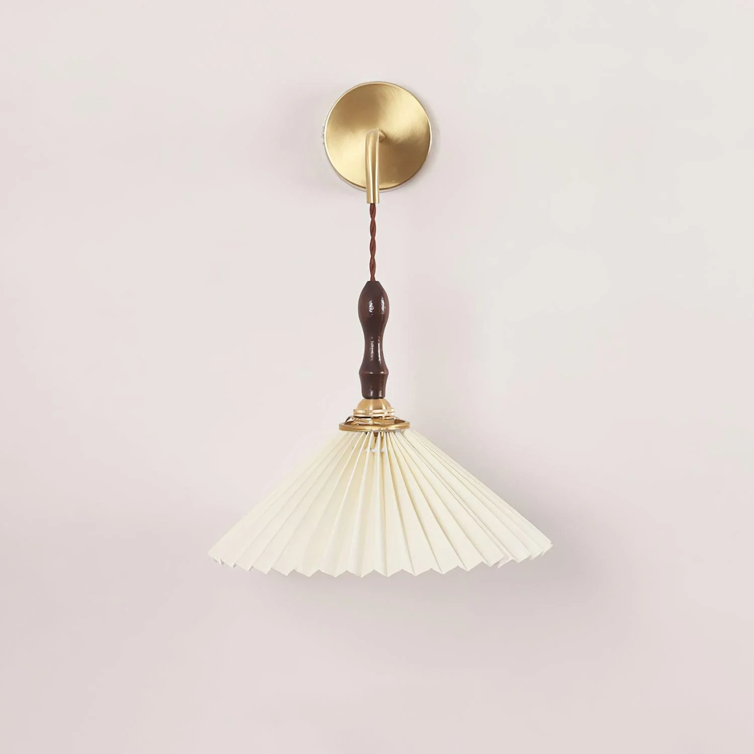 Eurlaeel Premium	Elegance Pleated Walnut Wooden Wall Lamp - Image 13