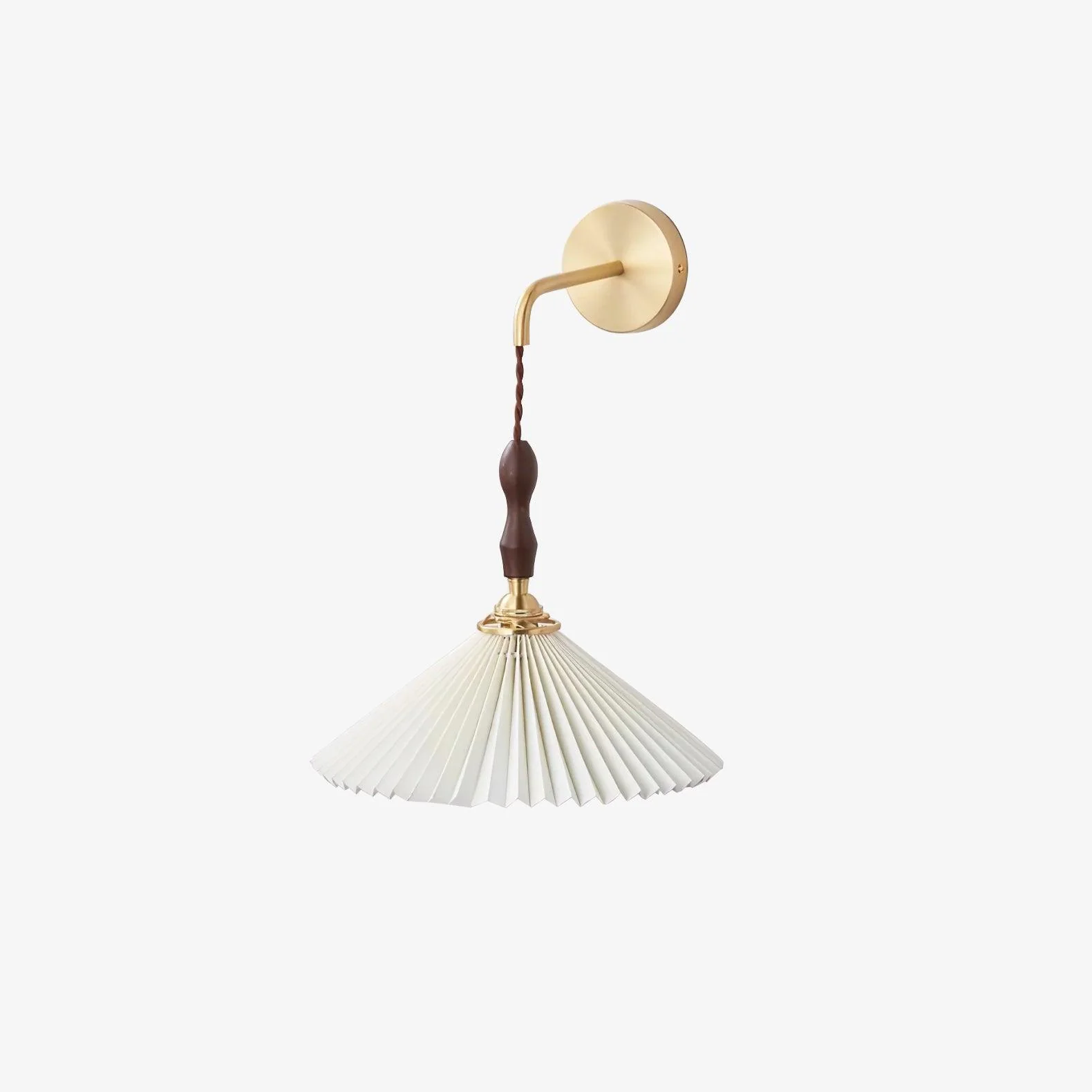 Eurlaeel Premium	Elegance Pleated Walnut Wooden Wall Lamp - Image 16