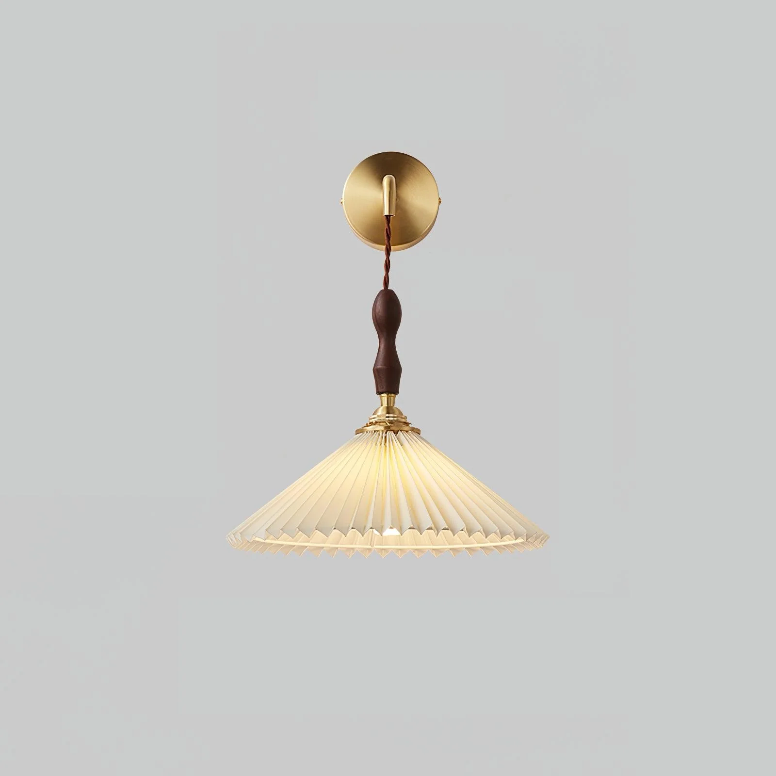 Eurlaeel Premium	Elegance Pleated Walnut Wooden Wall Lamp - Image 7