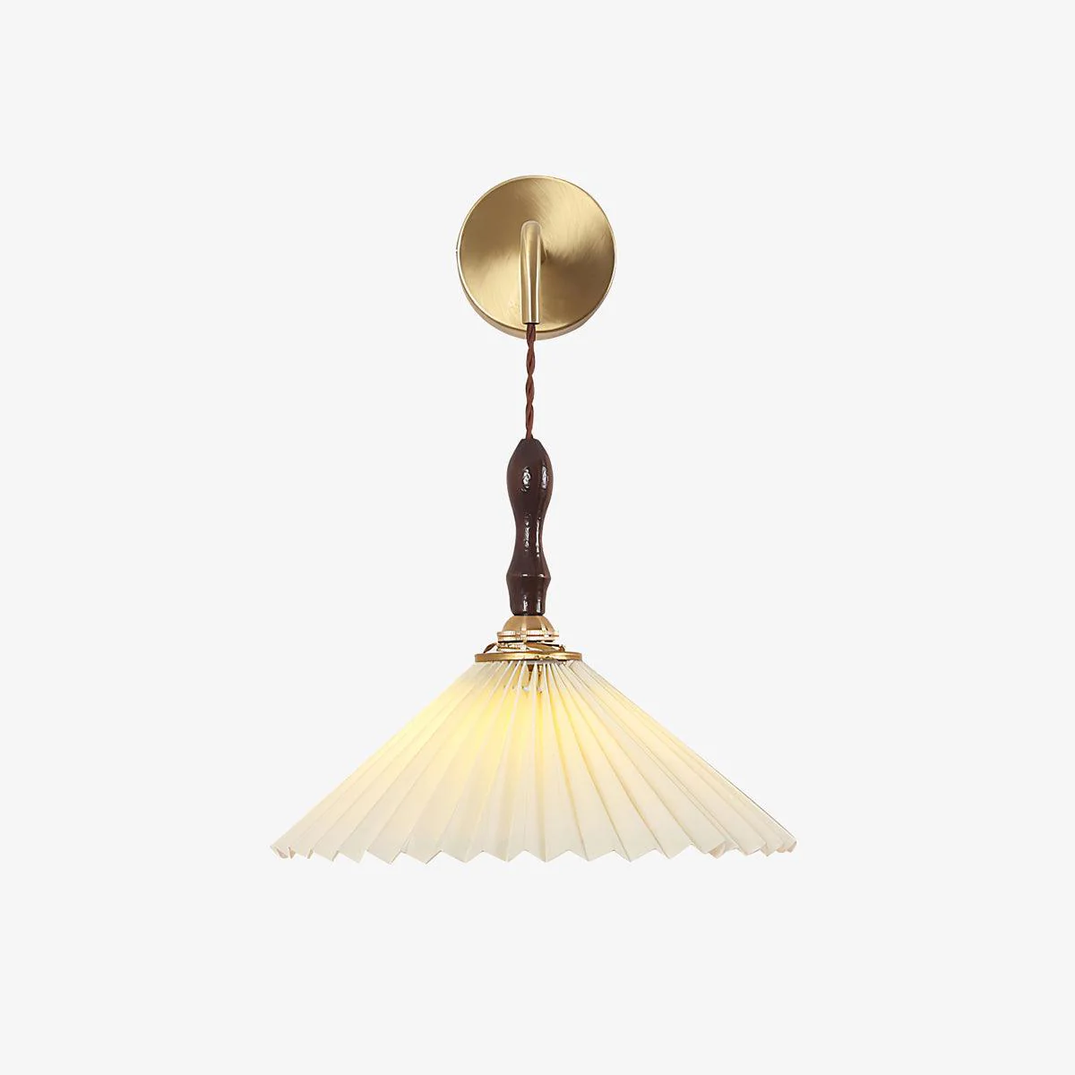 Eurlaeel Premium	Elegance Pleated Walnut Wooden Wall Lamp - Image 9
