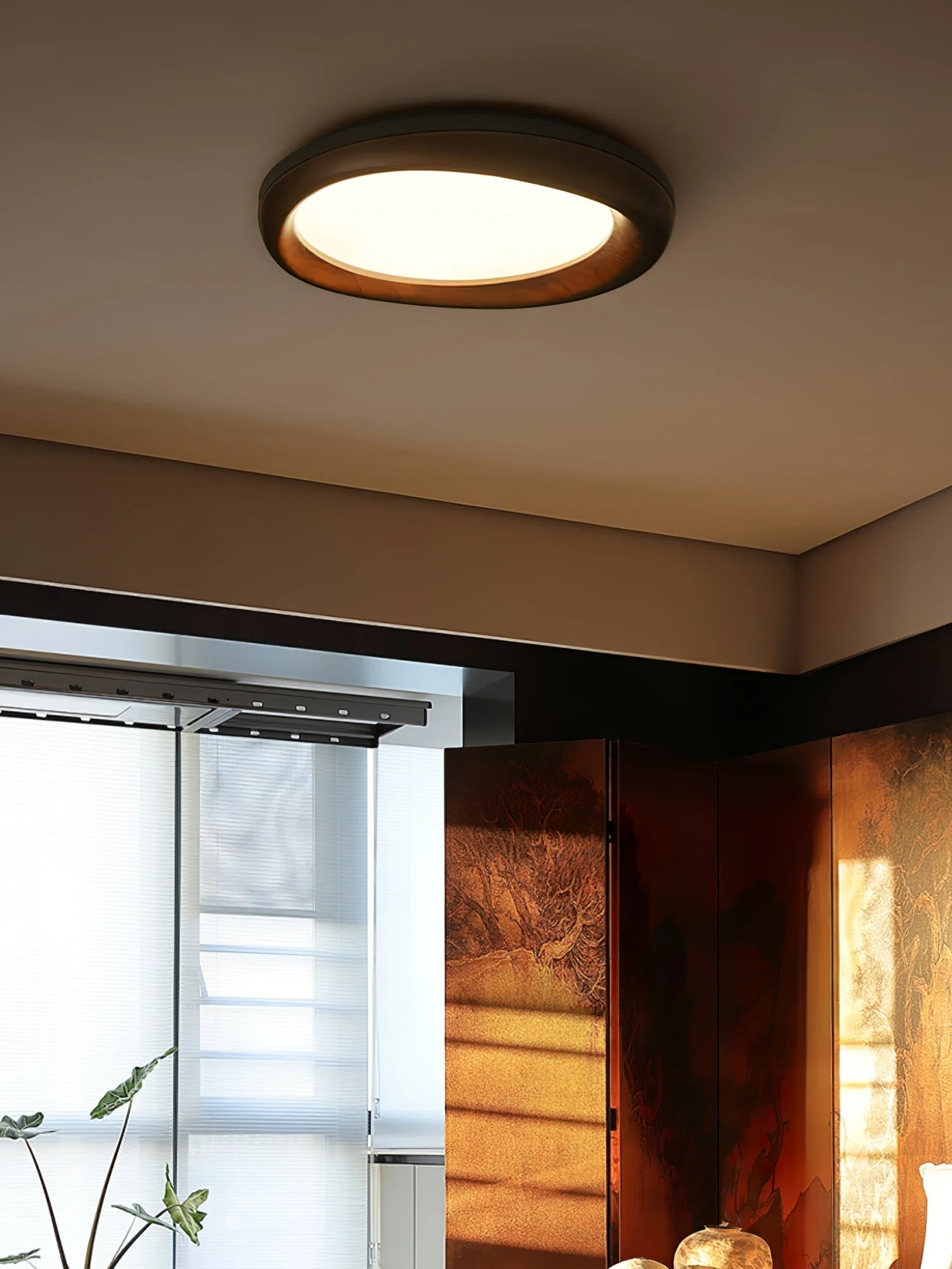 Eurtheara Organic Wood Glass Ceiling Light - Image 3