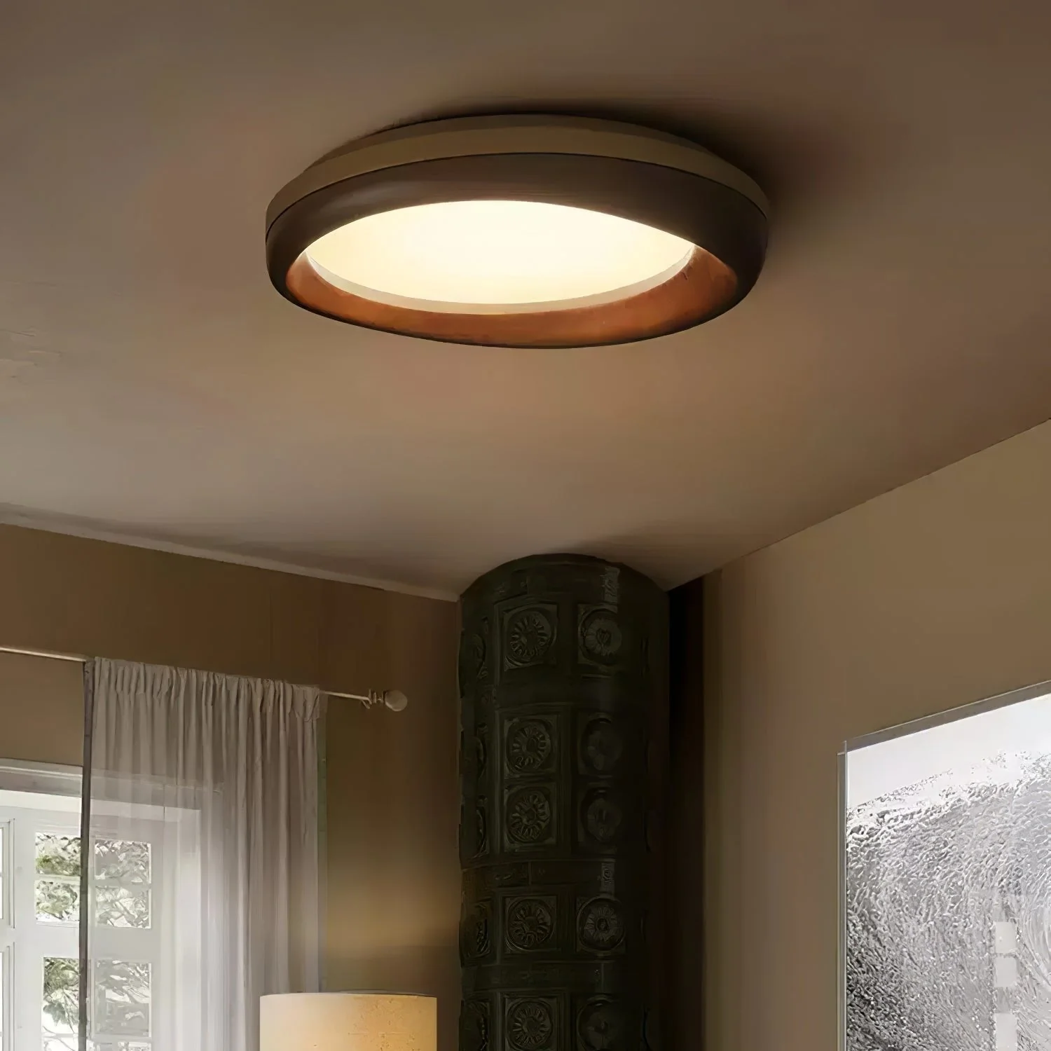 Eurtheara Organic Wood Glass Ceiling Light - Image 4