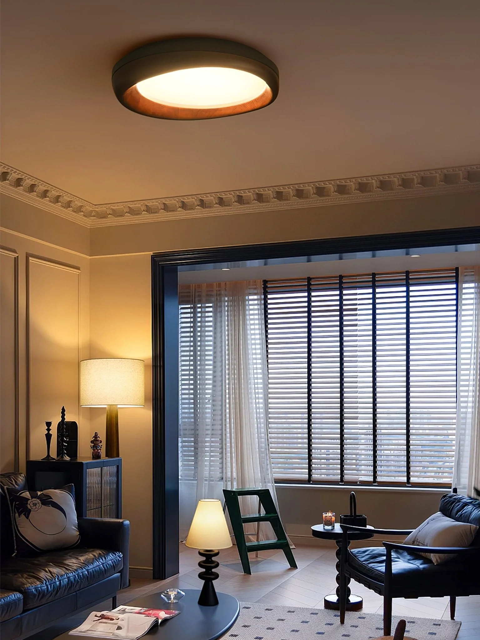 Eurtheara Organic Wood Glass Ceiling Light - Image 49