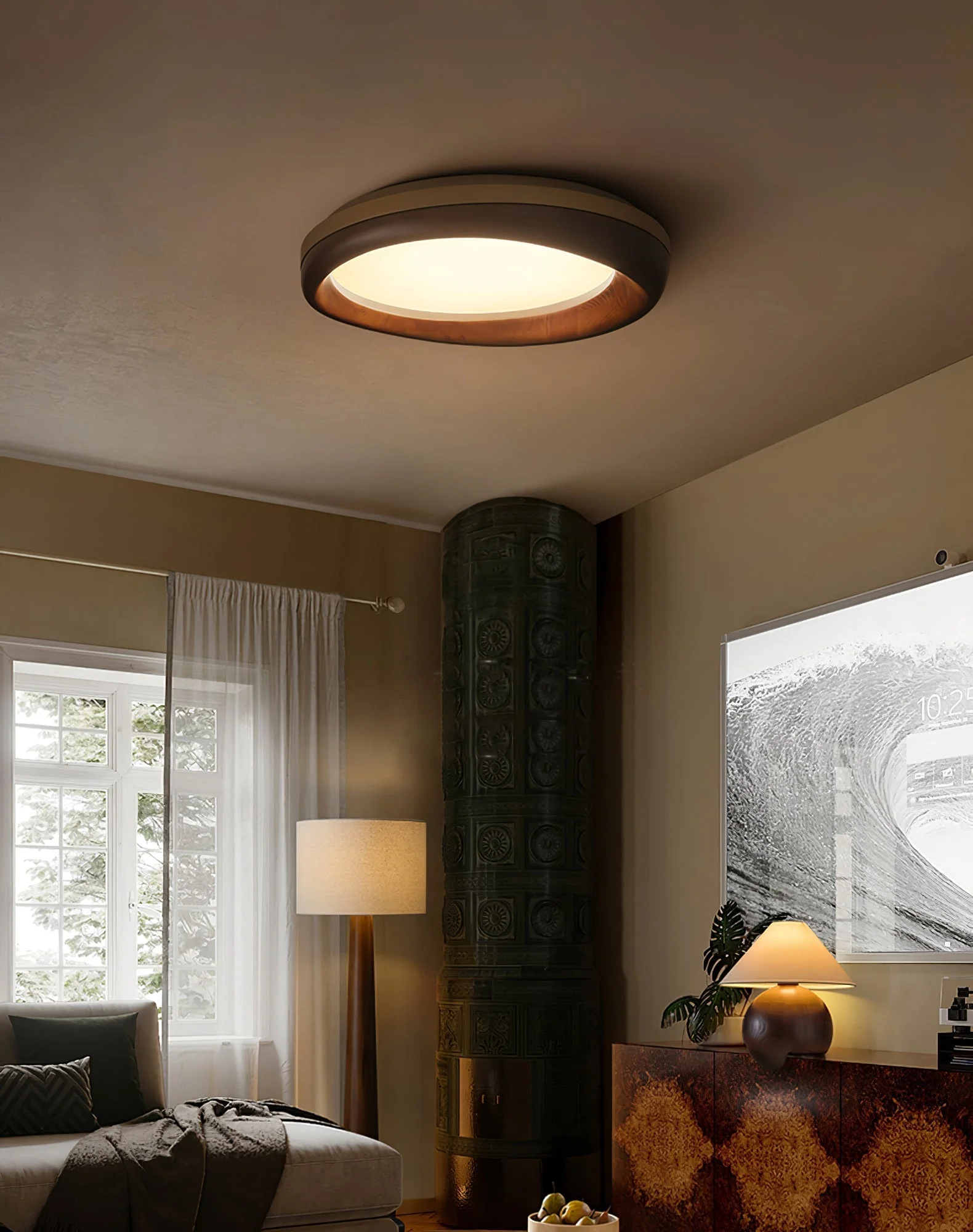 Eurtheara Organic Wood Glass Ceiling Light - Image 53