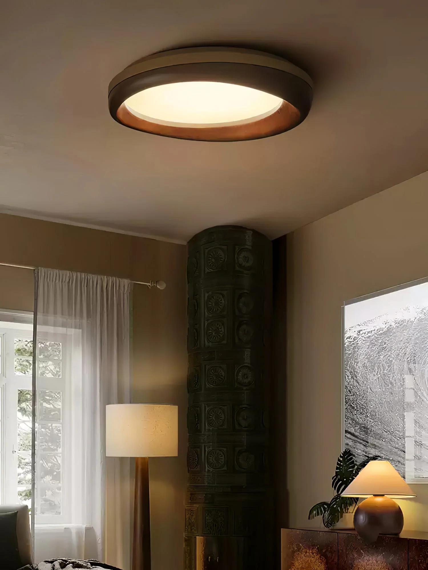 Eurtheara Organic Wood Glass Ceiling Light - Image 54