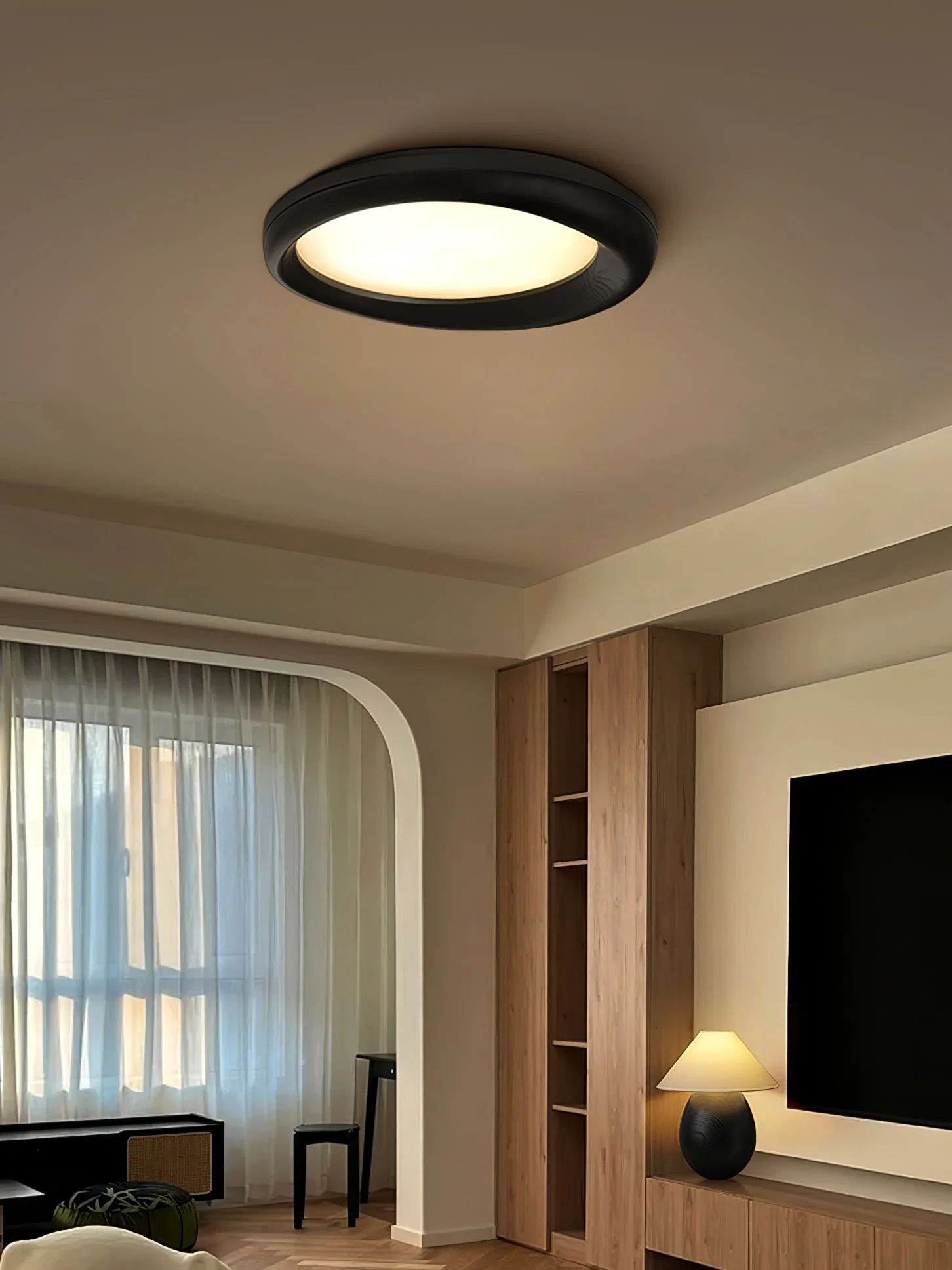 Eurtheara Organic Wood Glass Ceiling Light - Image 55