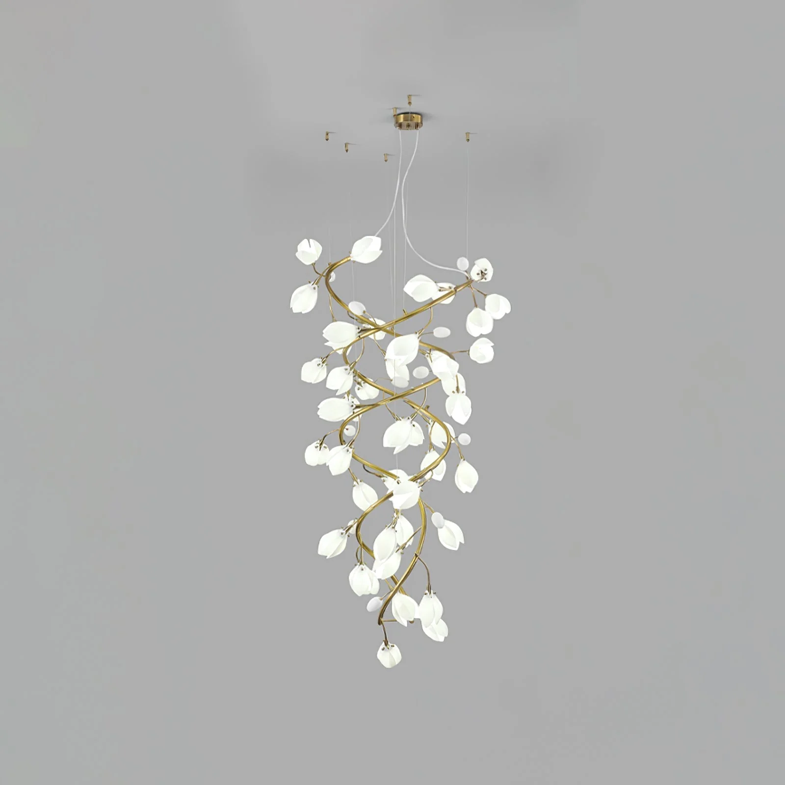 Evene Spiral Ceramic Brass Chandelier - Image 13