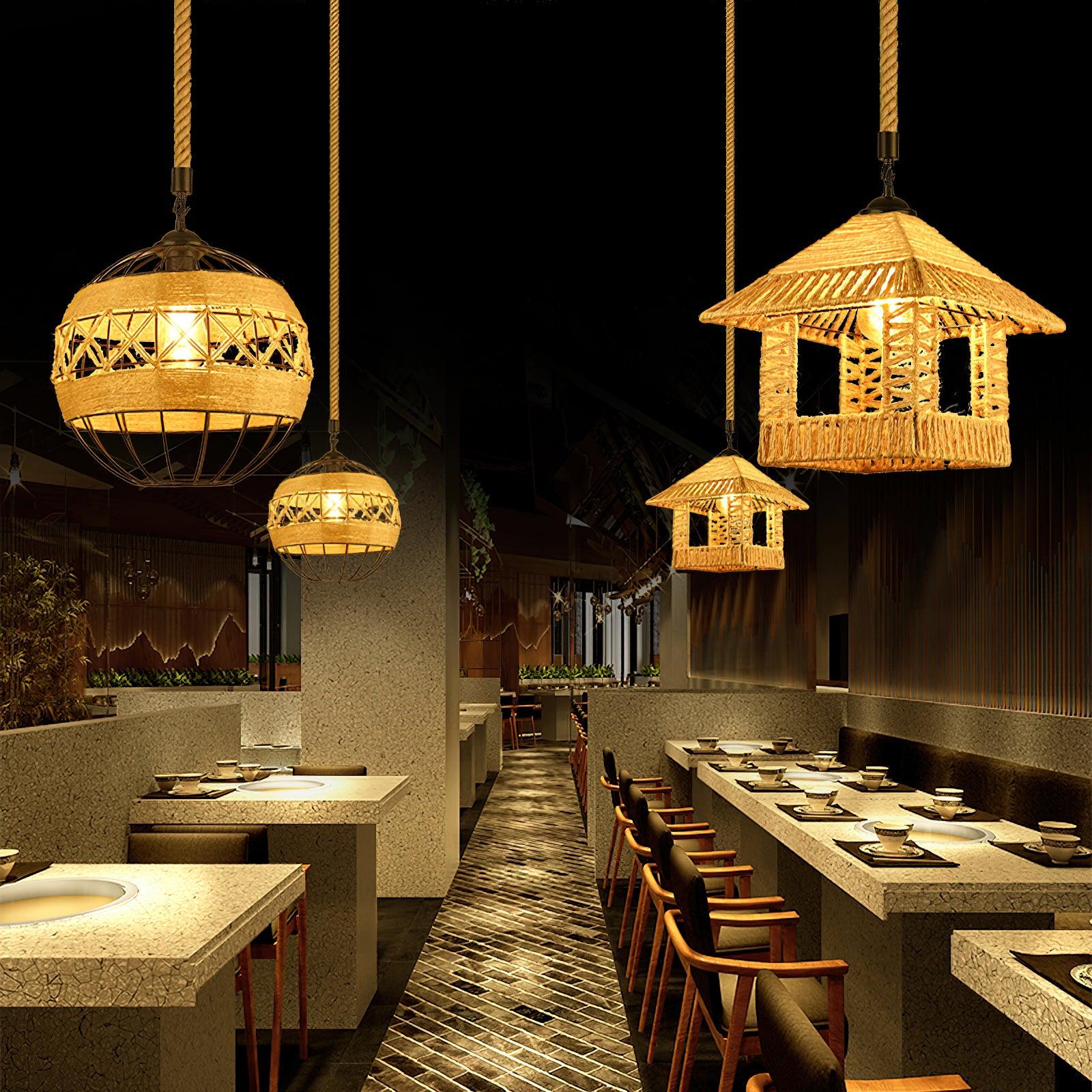 Evliran Retro Hemp Rope Interesting Pendant Light - Image 41