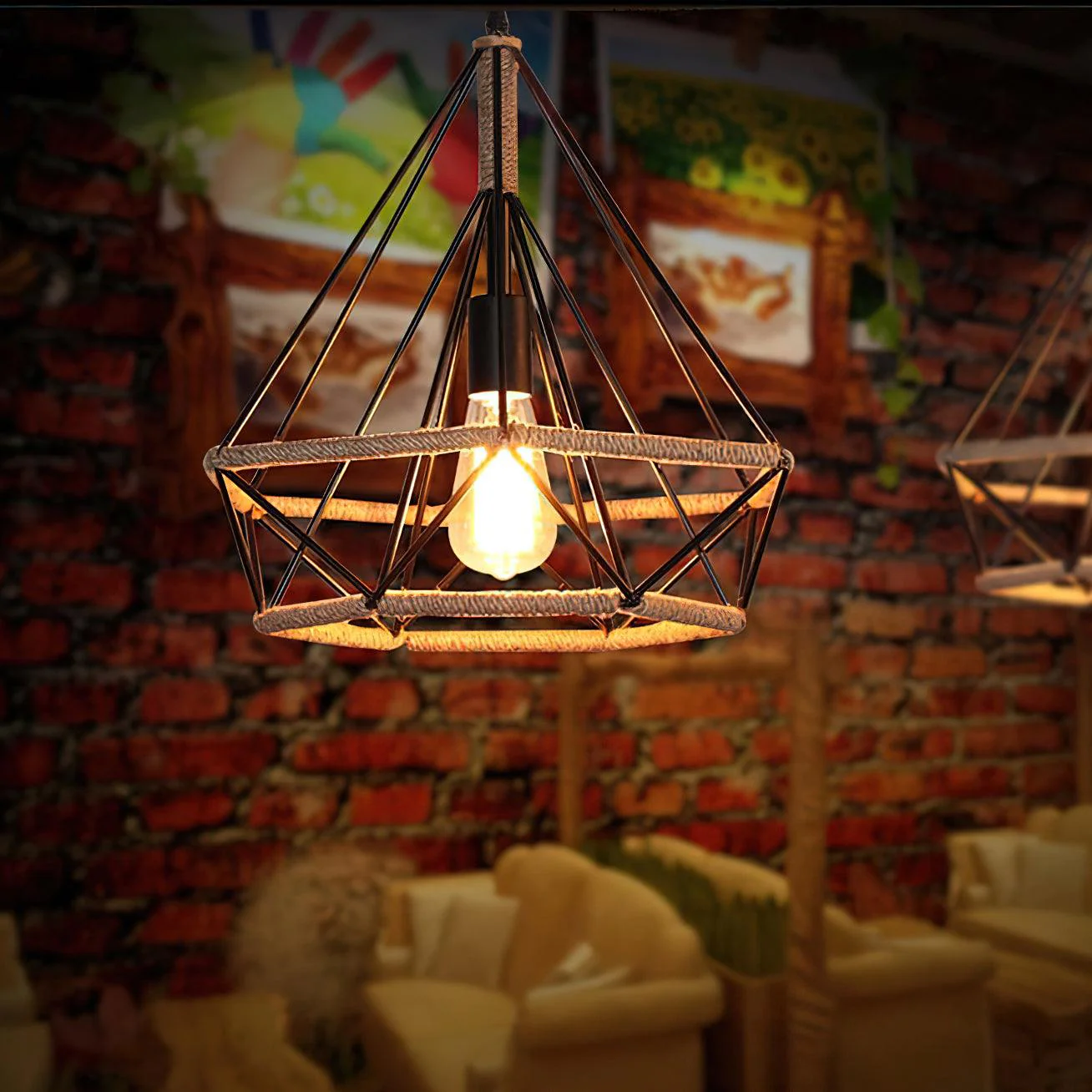 Evliran Retro Hemp Rope Interesting Pendant Light - Image 6