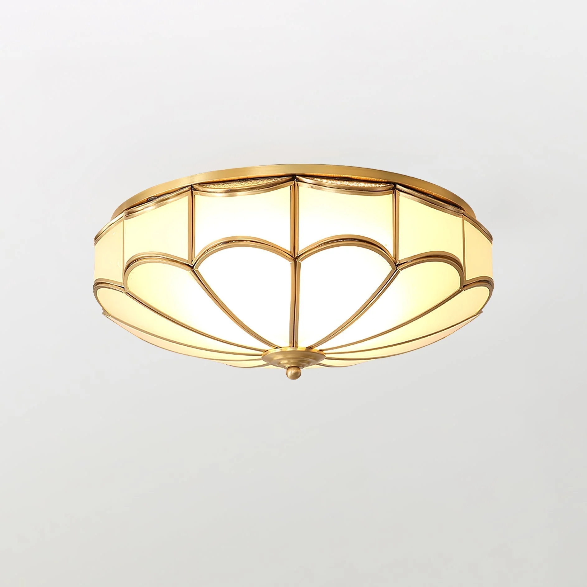 Evmarara Elegance Brass Glass Flush Ceiling Light - Image 14