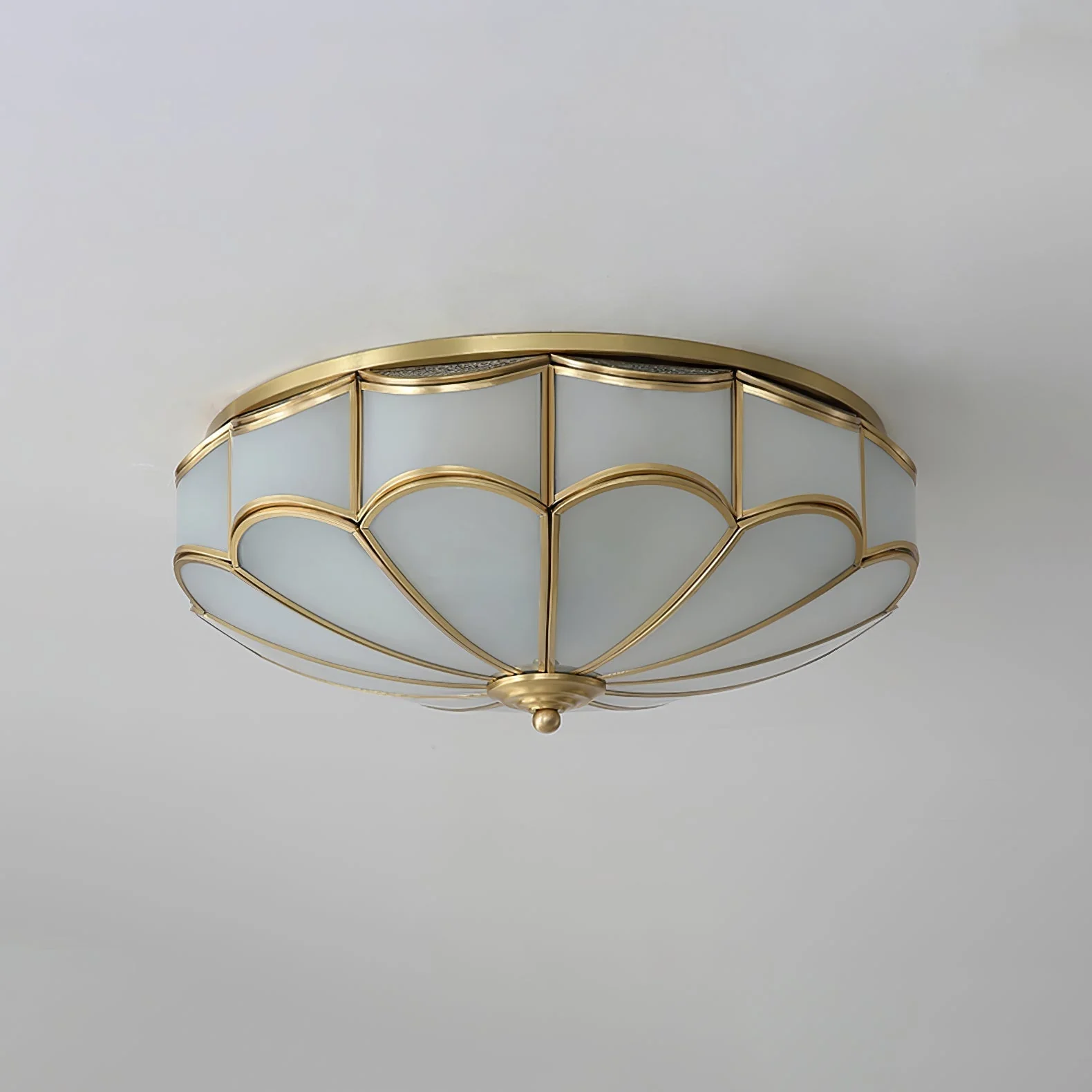 Evmarara Elegance Brass Glass Flush Ceiling Light - Image 16