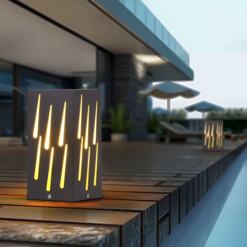 Flo LED Meteor Visual Effect Elegant Marble Outdoor Pathway Light - Image 4