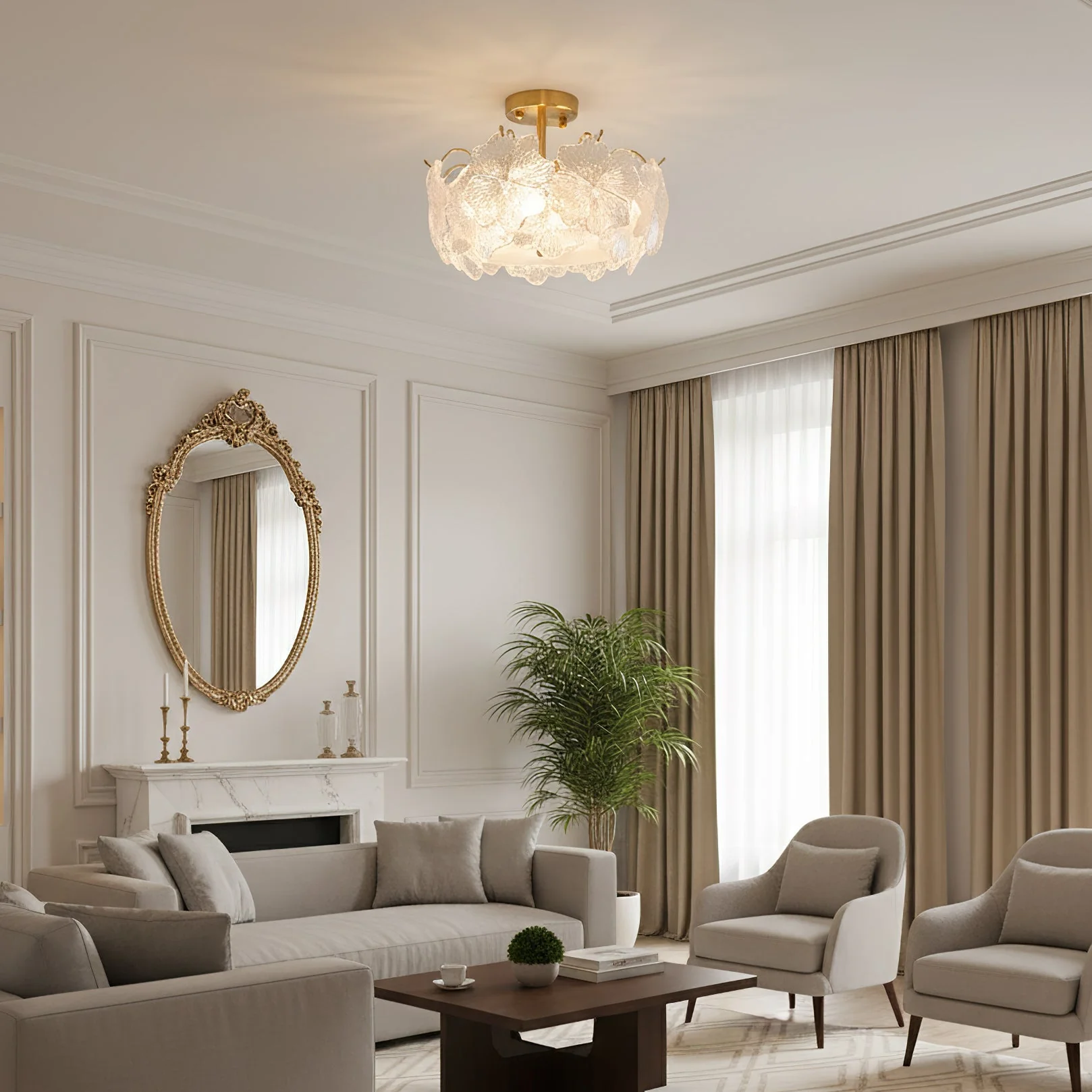 Four-Leaf Contemporary Glass Ceiling Light - Image 7