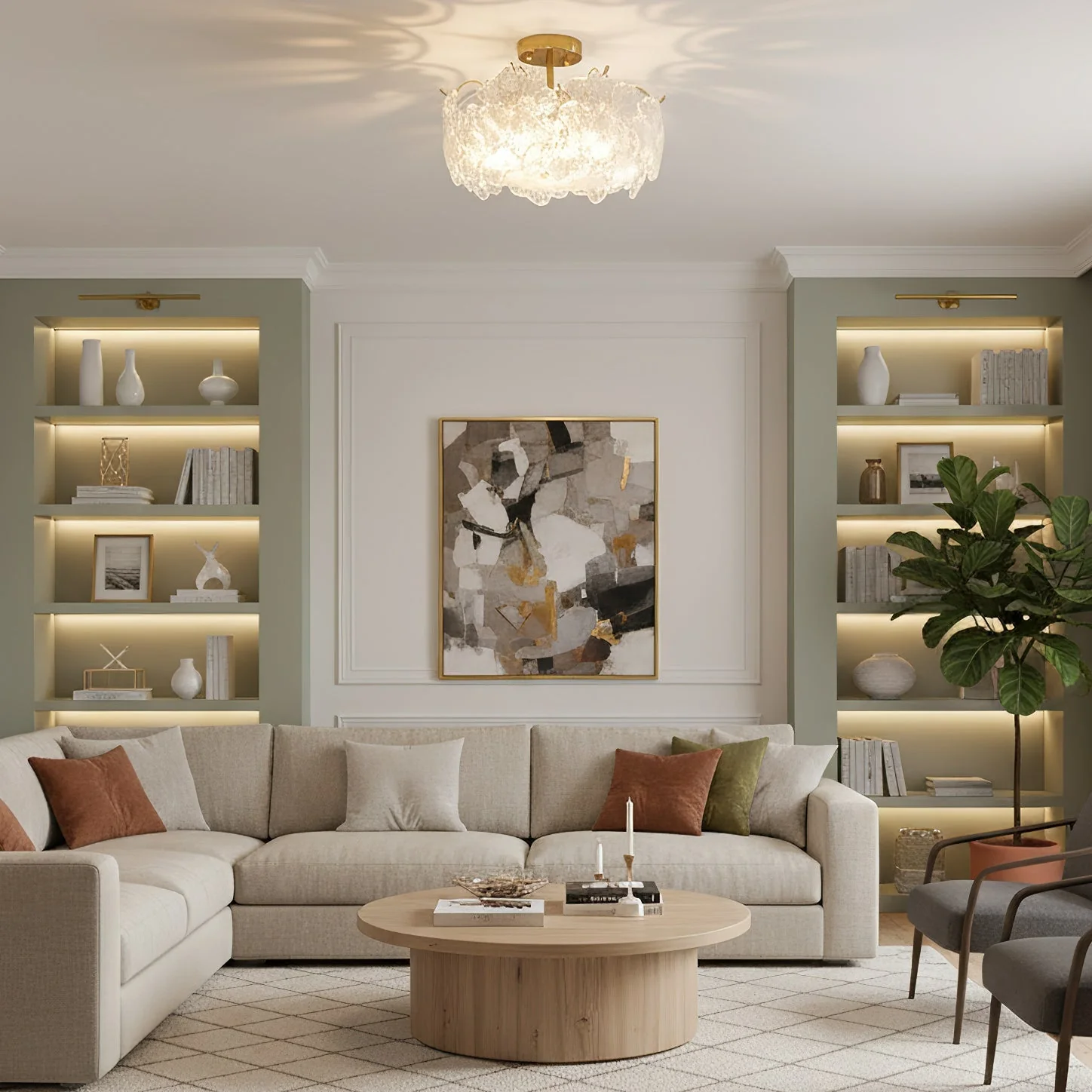 Four-Leaf Contemporary Glass Ceiling Light - Image 8