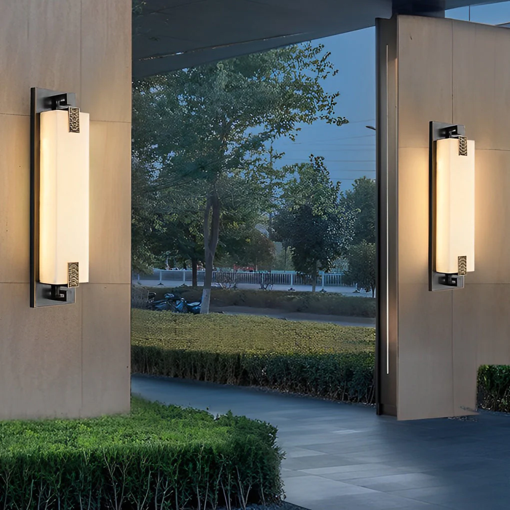 Frank LED Classic Retro Copper Marble Outdoor Wall Lights - Image 3