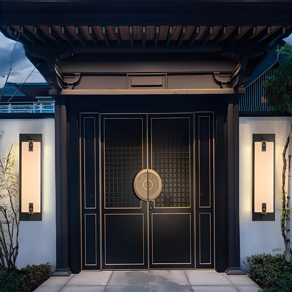 Frank LED Classic Retro Copper Marble Outdoor Wall Lights - Image 4