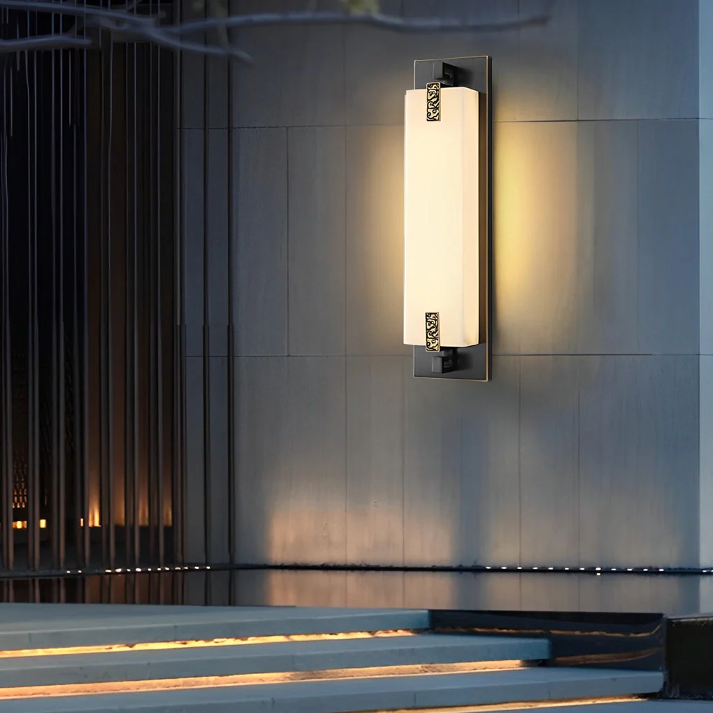 Frank LED Classic Retro Copper Marble Outdoor Wall Lights - Image 5
