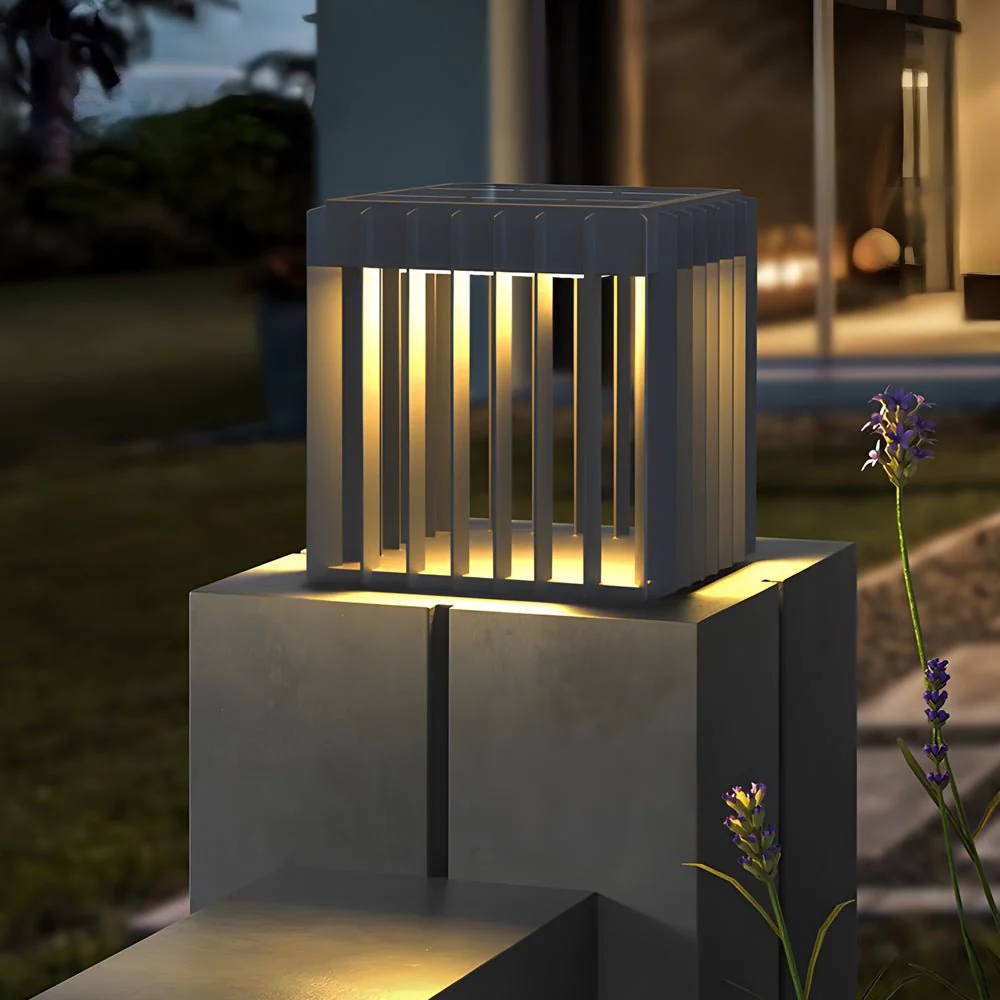 Freen Square Pier-Mount Wired Steel Outdoor Post Pillar Light