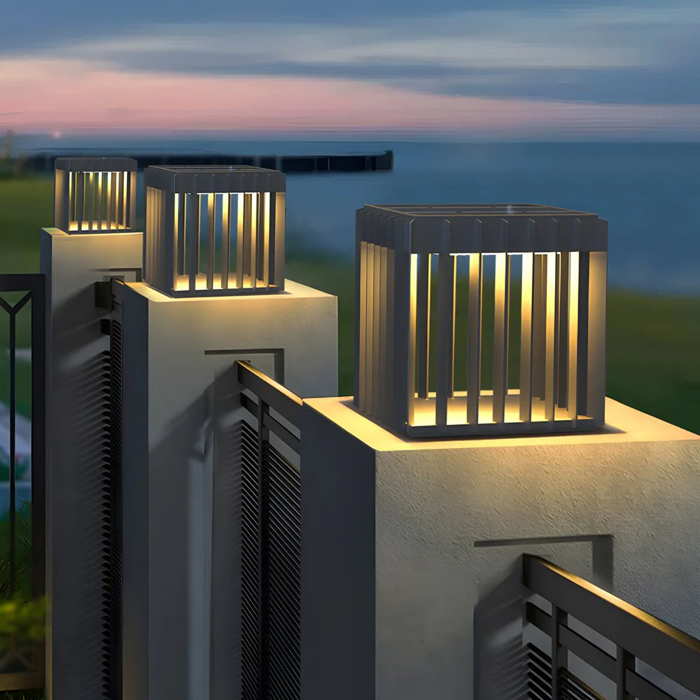 Freen Square Pier-Mount Wired Steel Outdoor Post Pillar Light - Image 2