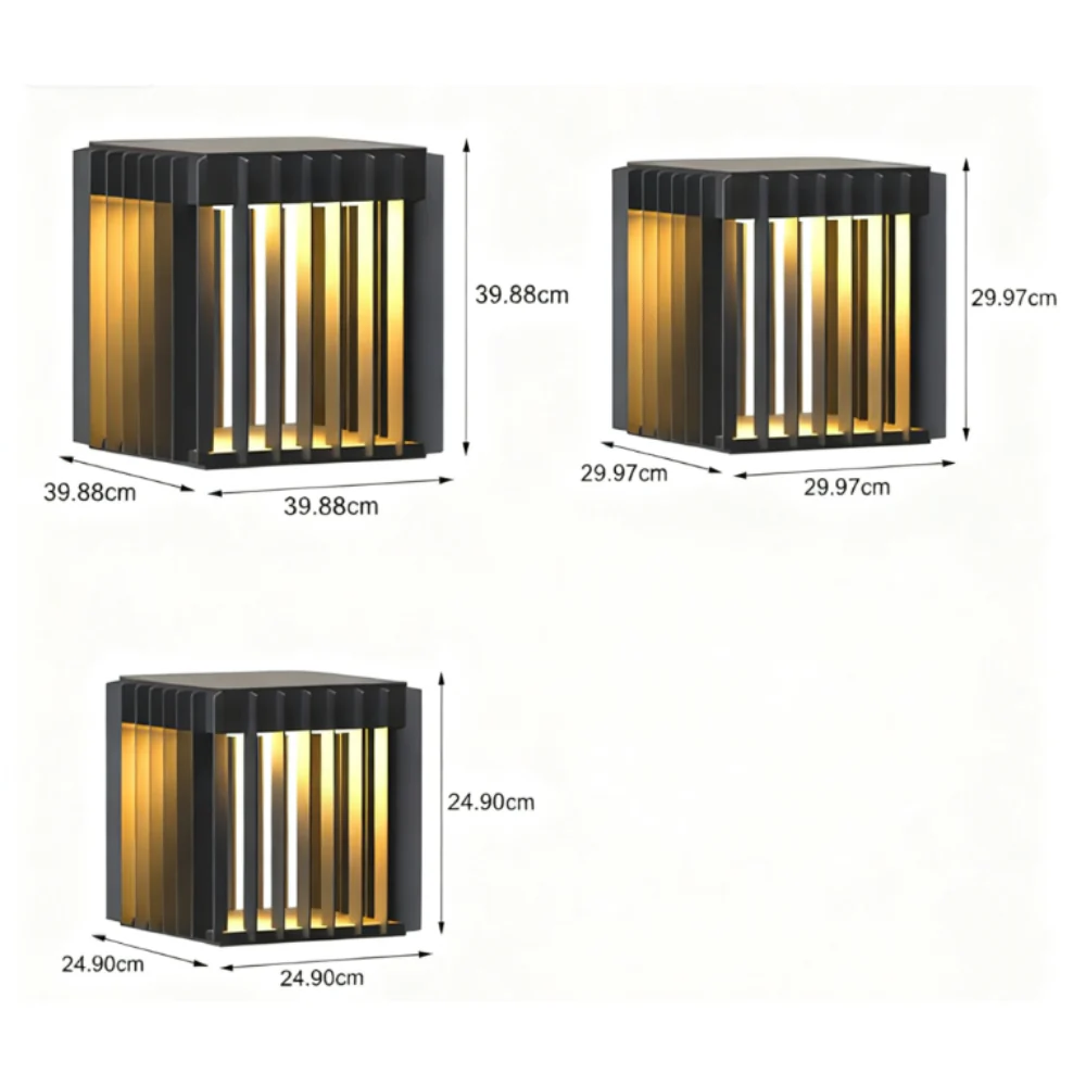 Freen Square Pier-Mount Wired Steel Outdoor Post Pillar Light - Image 9