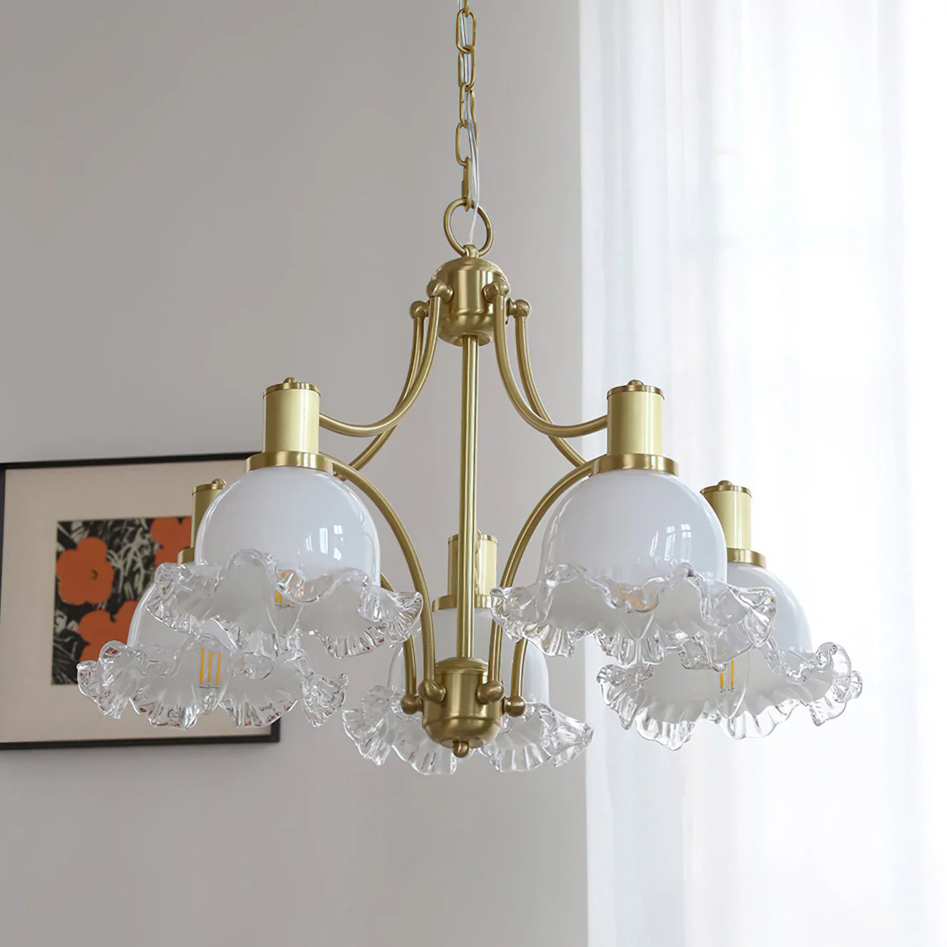 French Contemporary Brass Chandelier - Image 16