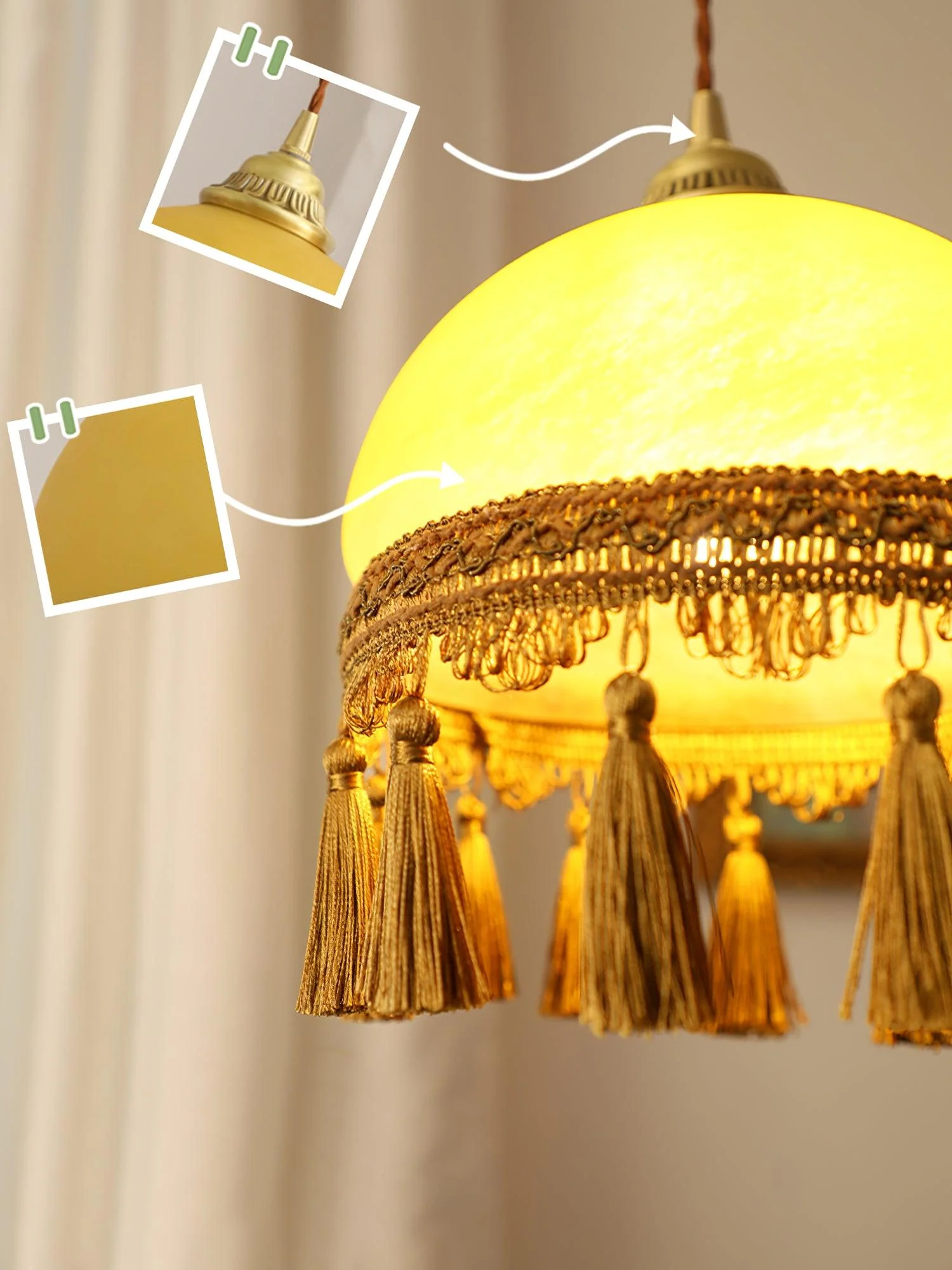 Fringe Tassels Brass Pendant Light - Image 5