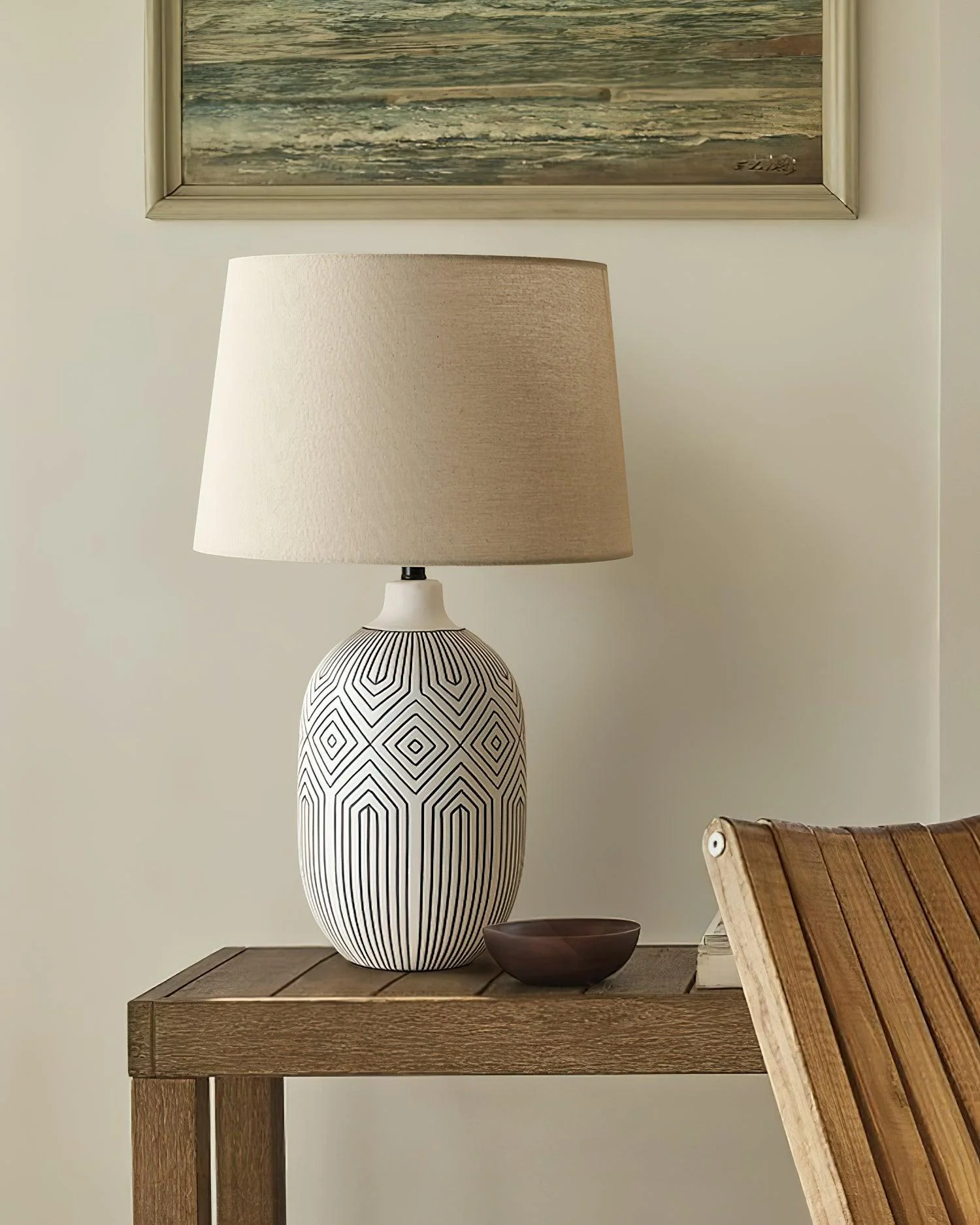 Geometric Ripple Sculptural Ceramics Table Light - Image 6
