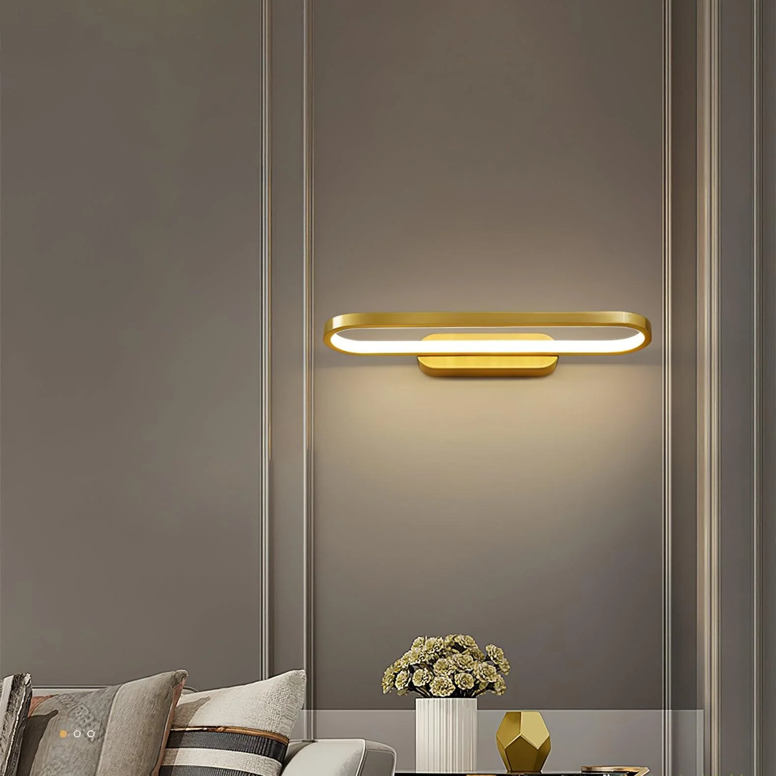 Plana Modern Minimalist LED Brass Wall Light - Image 13