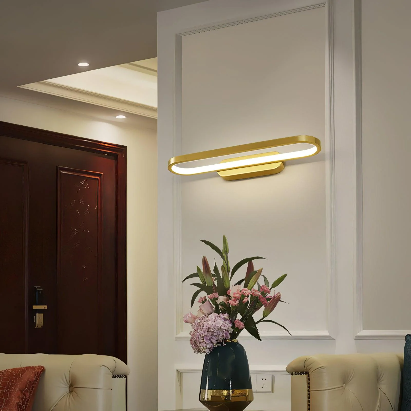 Plana Modern Minimalist LED Brass Wall Light - Image 3