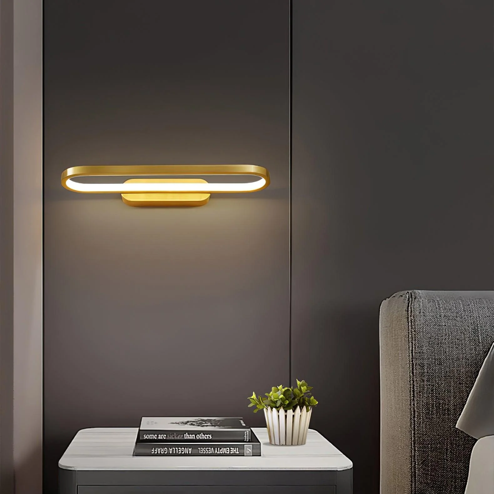 Plana Modern Minimalist LED Brass Wall Light - Image 4