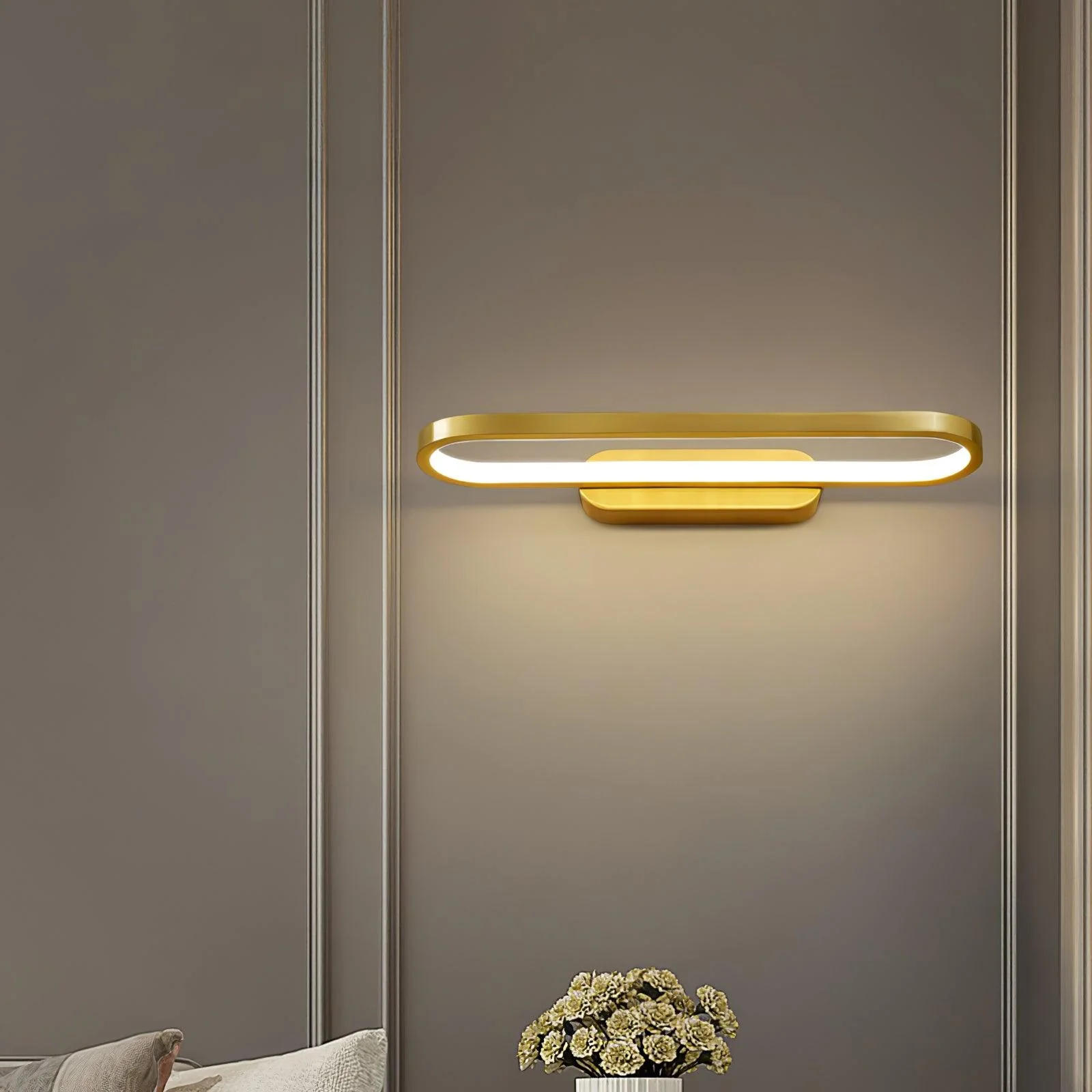 Plana Modern Minimalist LED Brass Wall Light - Image 9