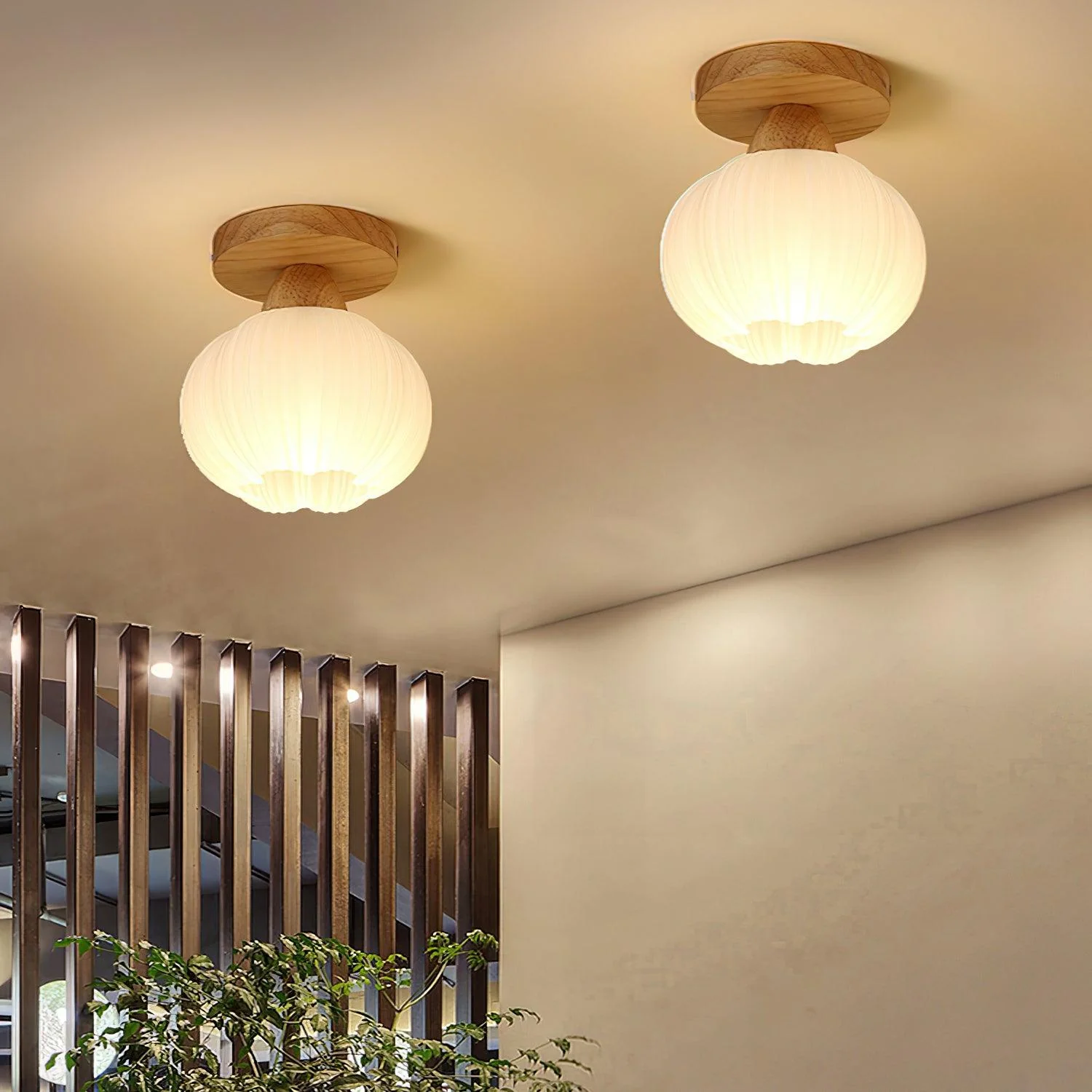 Gleam Large Flower Bag Wood Ceiling Lamp - Image 4