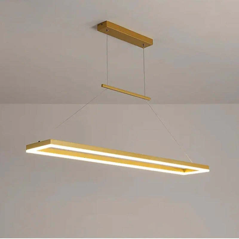 Gloen Modern Rectangular Hanging Pendant Light, Gold/Coffee - Image 7