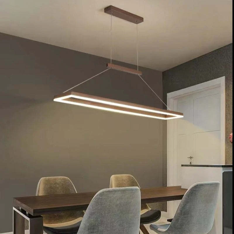 Gloen Modern Rectangular Hanging Pendant Light, Gold/Coffee - Image 8