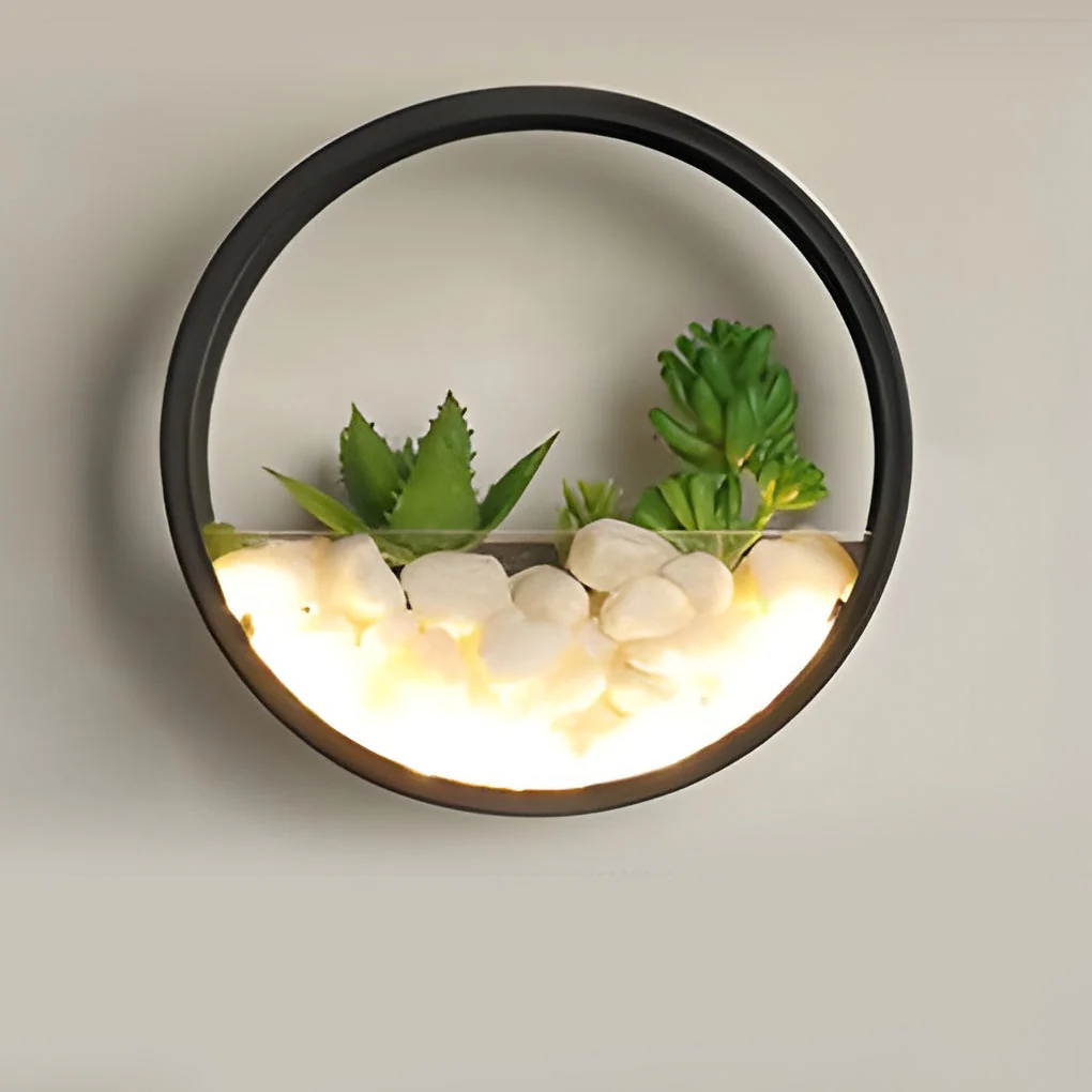 Grace Small Artificial Plants Modern Stones Outdoor Wall Light - Image 5