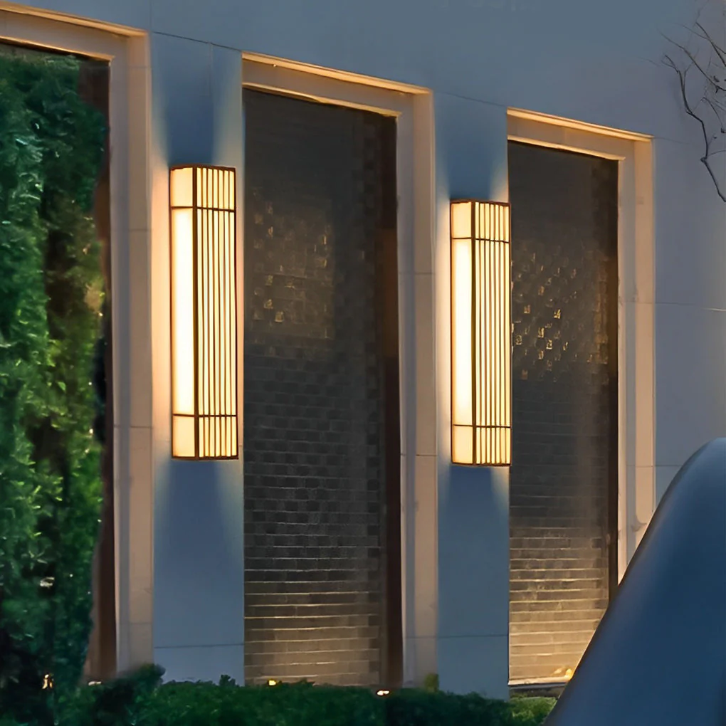Grateful Retro Vertical Stripe Grid Steel Outdoor Wall Lamp - Image 12