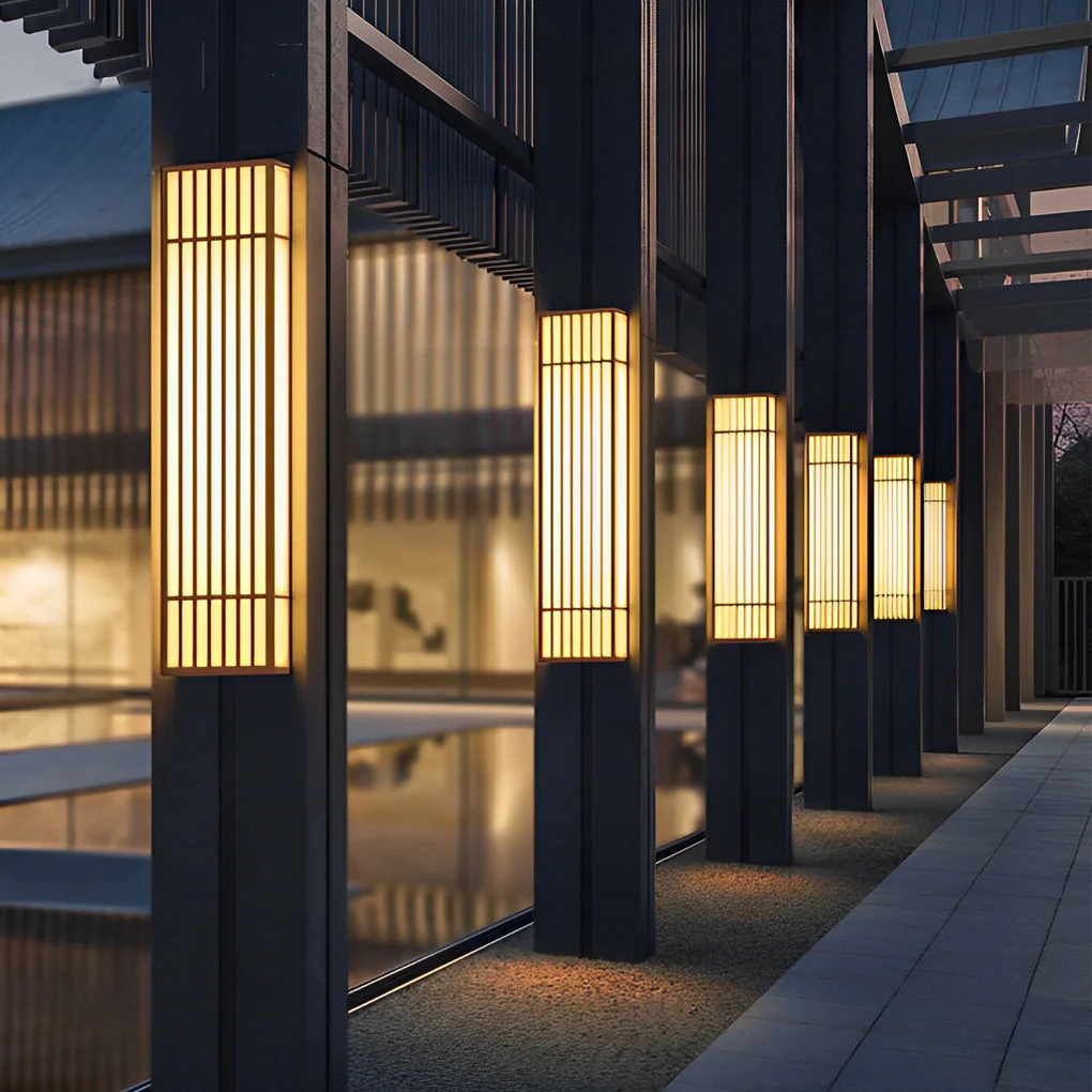 Grateful Retro Vertical Stripe Grid Steel Outdoor Wall Lamp - Image 6