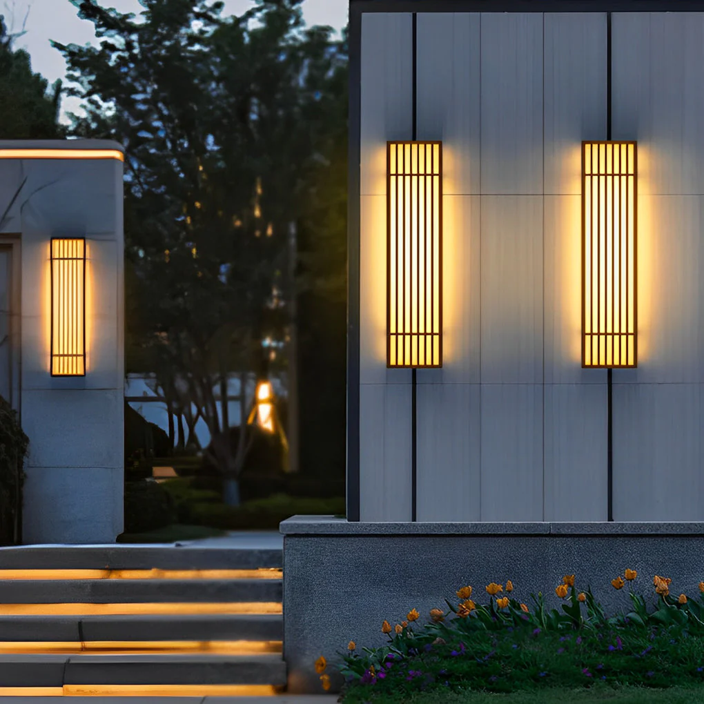 Grateful Retro Vertical Stripe Grid Steel Outdoor Wall Lamp - Image 8