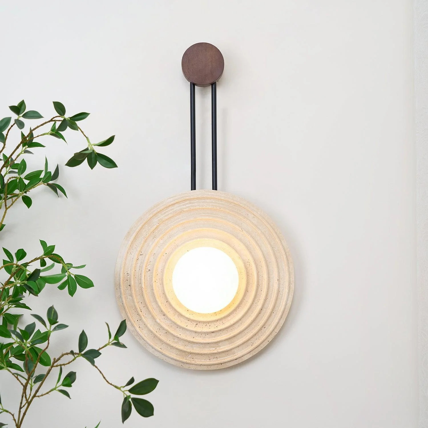 Growth Ring Contemporary Travertine Wall Light - Image 2