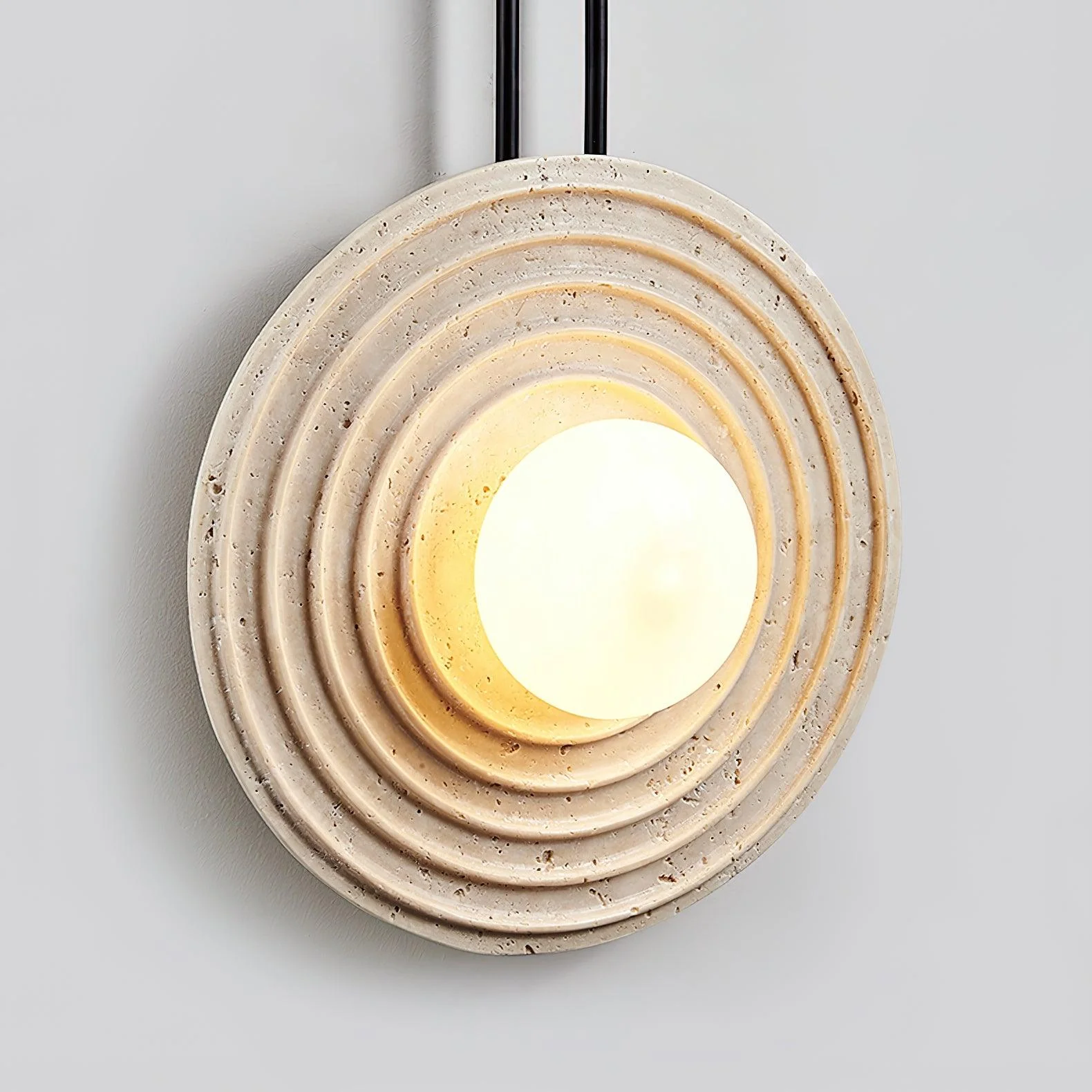 Growth Ring Contemporary Travertine Wall Light - Image 22