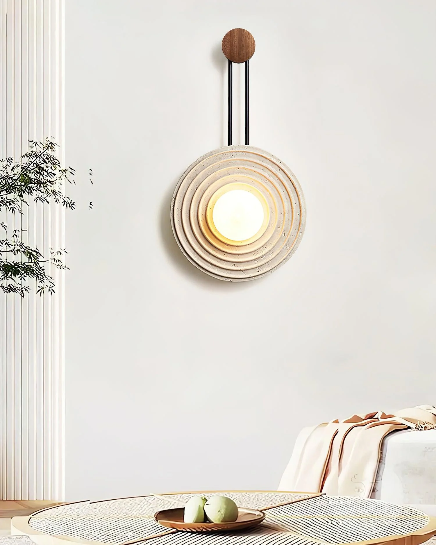 Growth Ring Contemporary Travertine Wall Light - Image 9