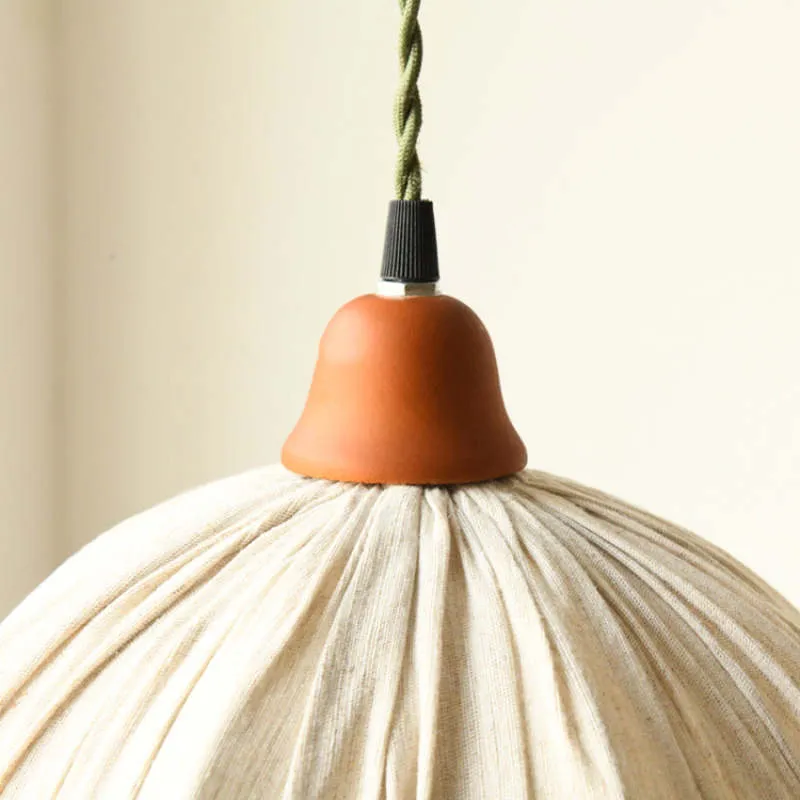 Haloa Vintage Pendant Light Beige, Fabric - Image 10