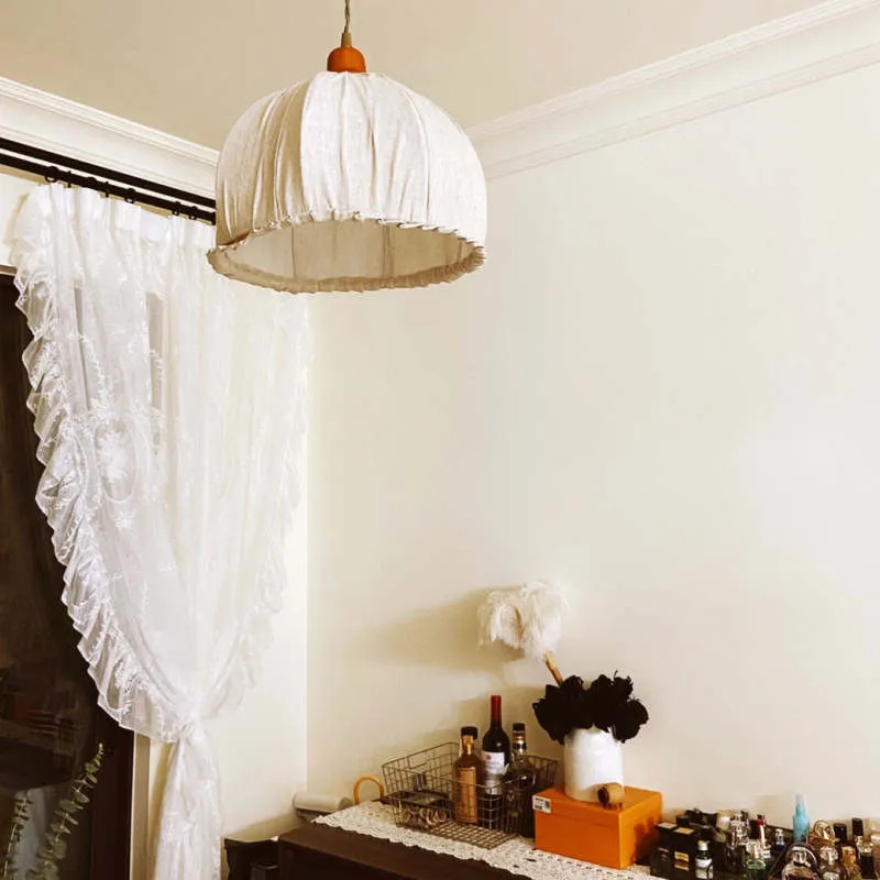 Haloa Vintage Pendant Light Beige, Fabric - Image 3