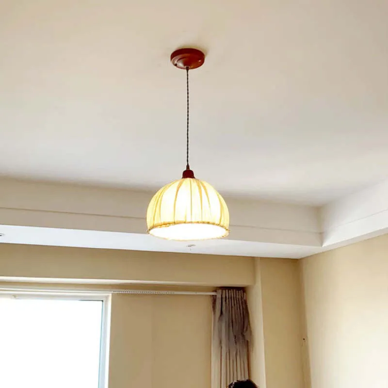 Haloa Vintage Pendant Light Beige, Fabric - Image 5