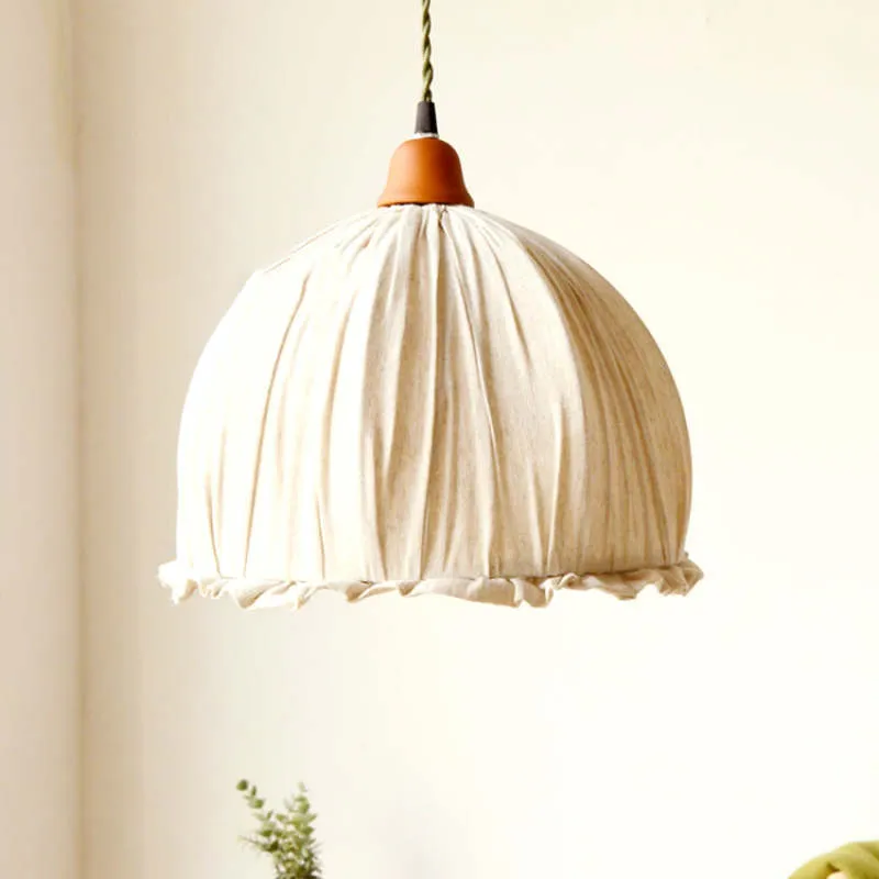 Haloa Vintage Pendant Light Beige, Fabric - Image 6