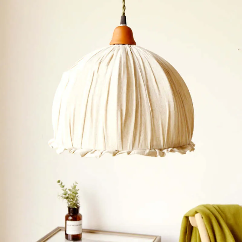 Haloa Vintage Pendant Light Beige, Fabric - Image 7