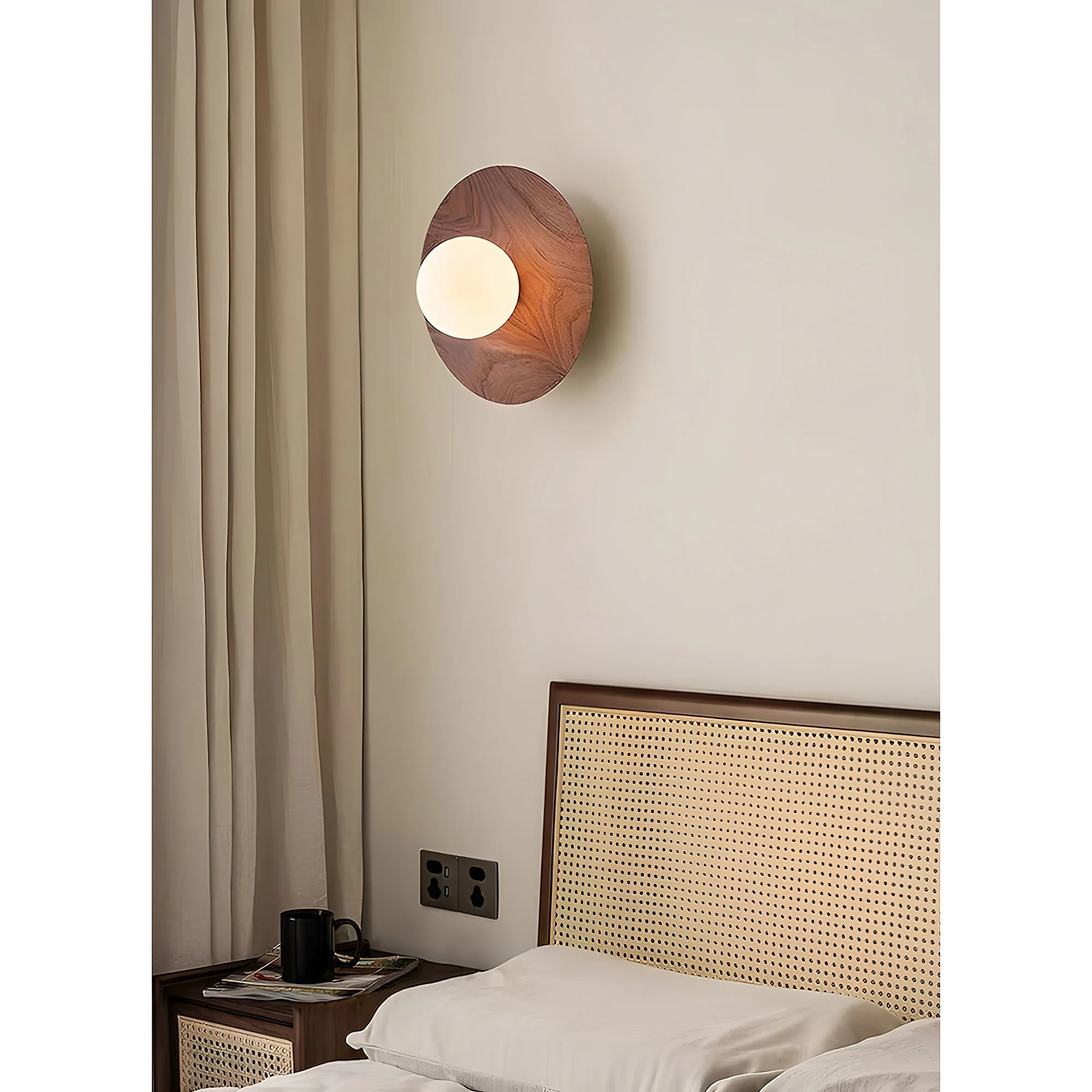 Harmonia Farmhouse Walnut Wood Wall Light - Image 8
