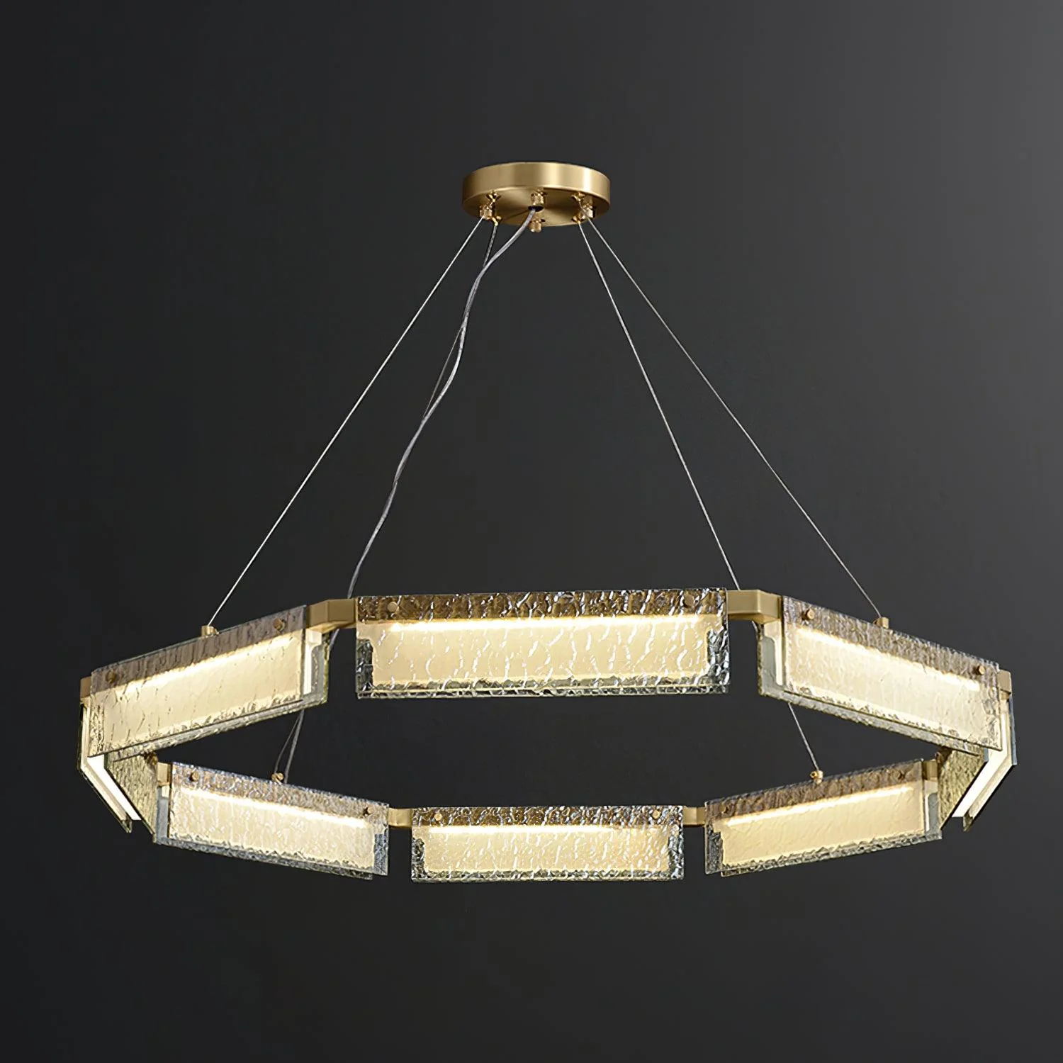 Hexa Luxury Glass LED Chandelier - Image 16