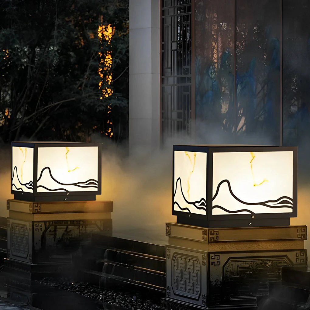 Holly Mountain Scenery Intelligent Post Caps Lights